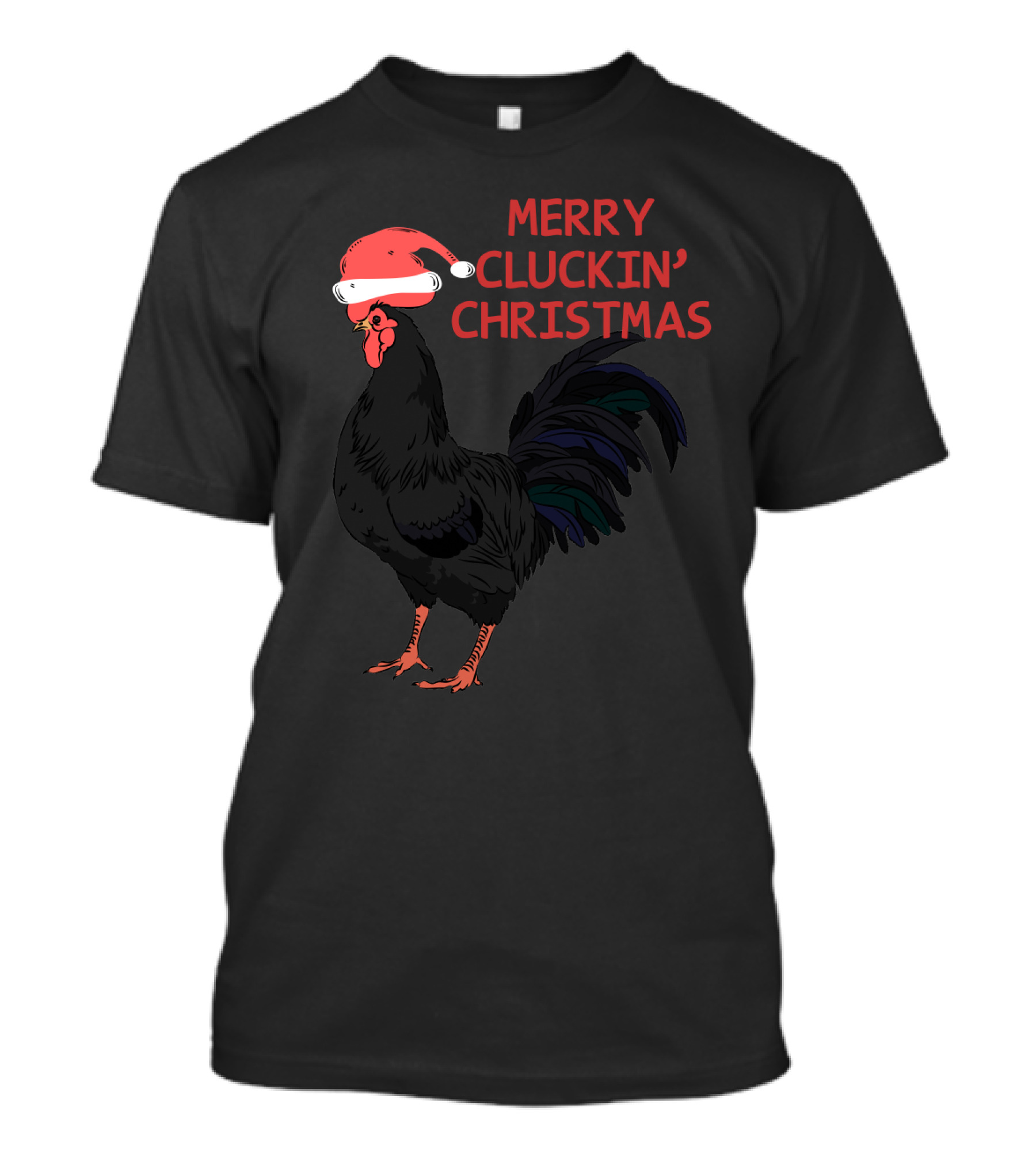 Merry Cluckin' Christmas Santa Hat Rooster T-Shirt