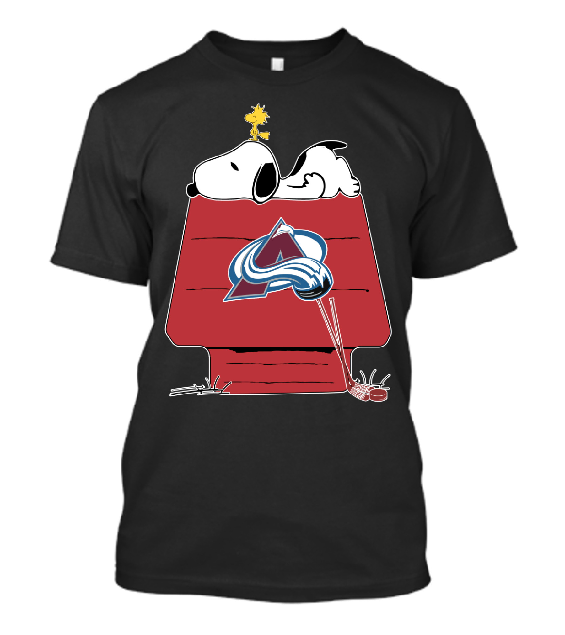 Snoopy And Woodstock Colorado Avalanche Doghouse T-Shirt