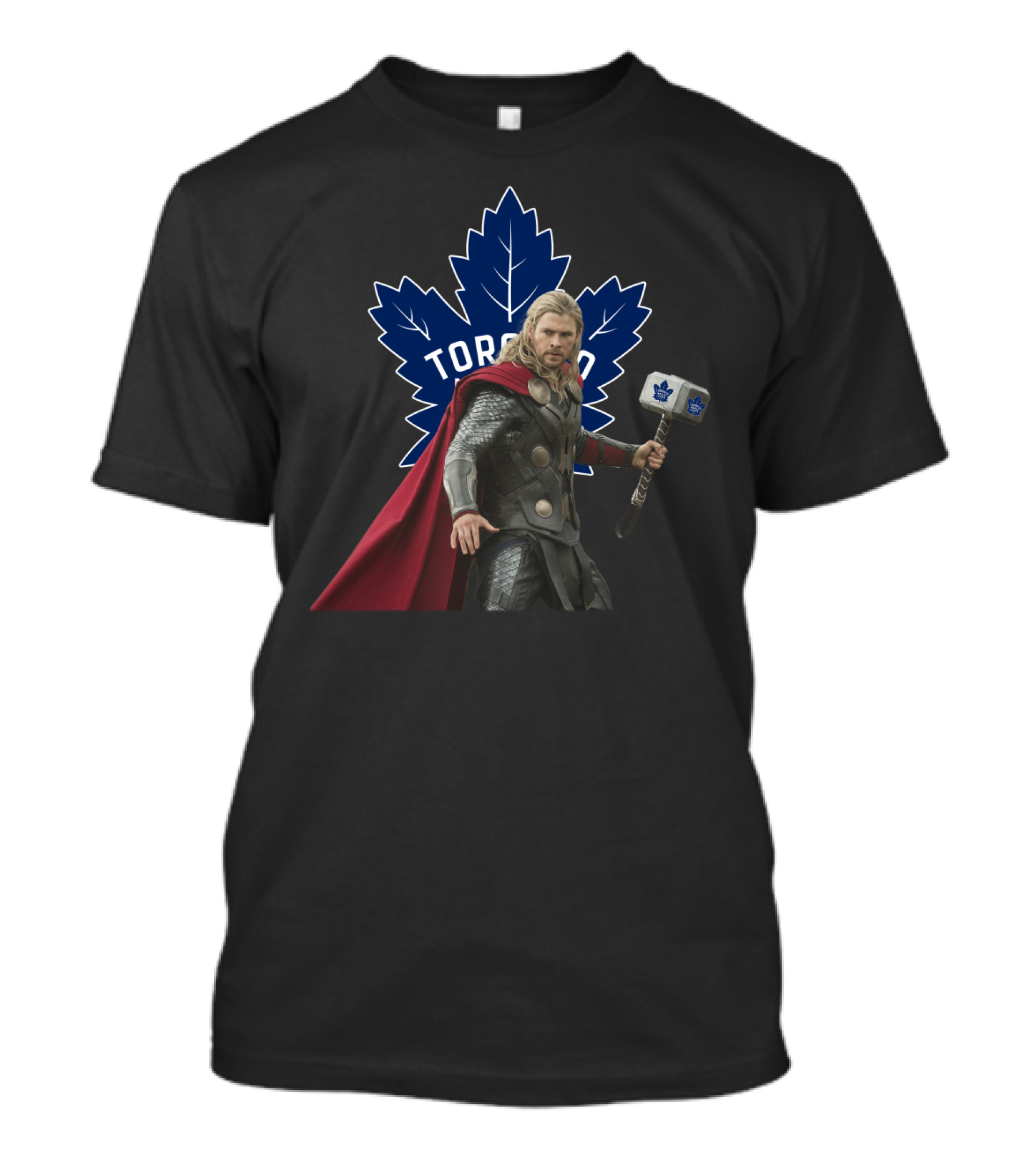 Toronto Maple Leafs Marvel Crossover Thor Holding Hockey Hammer T-Shirt