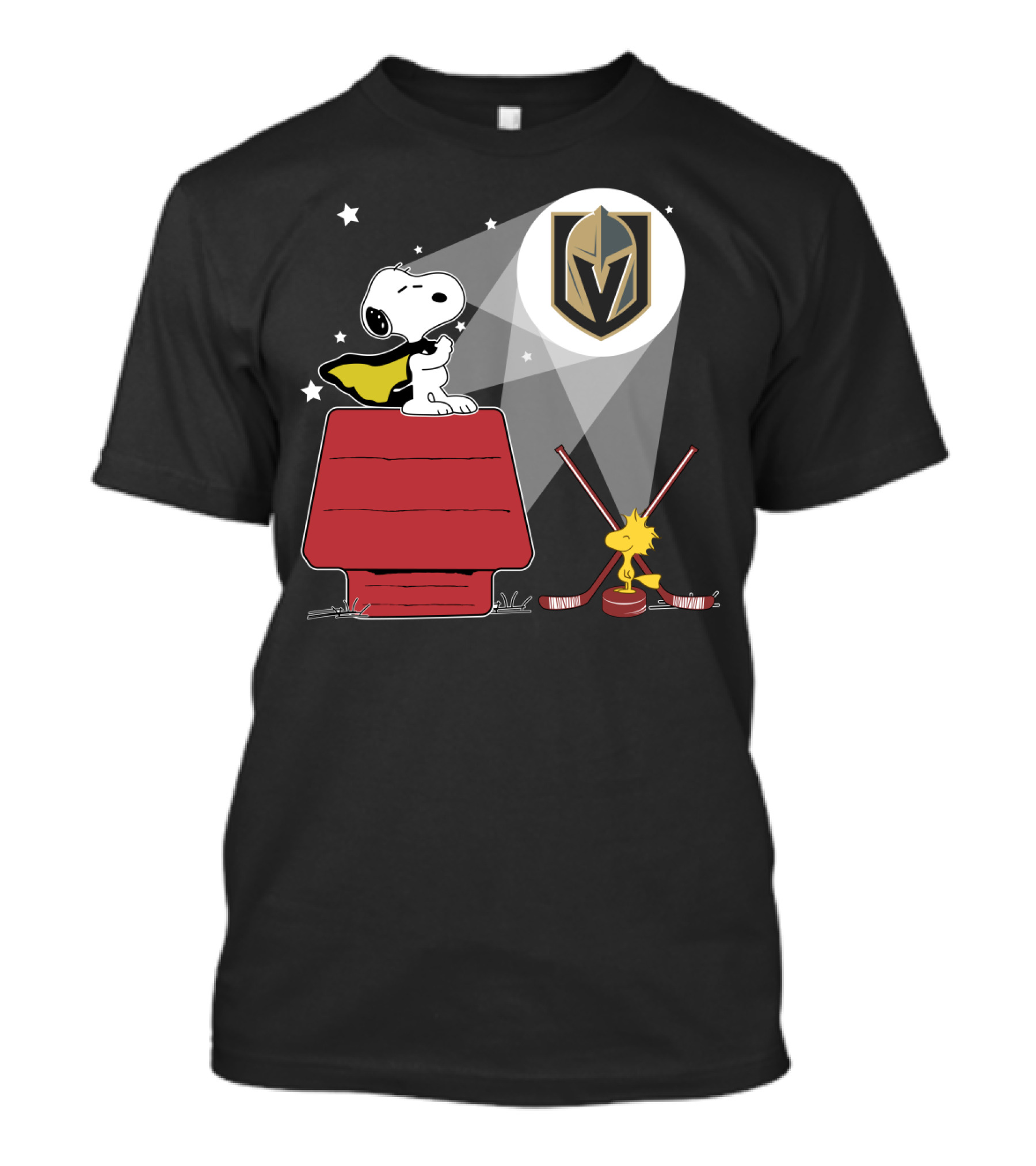 Snoopy And Woodstock With Vegas Golden Knights Logo Spotlight T-Shirt