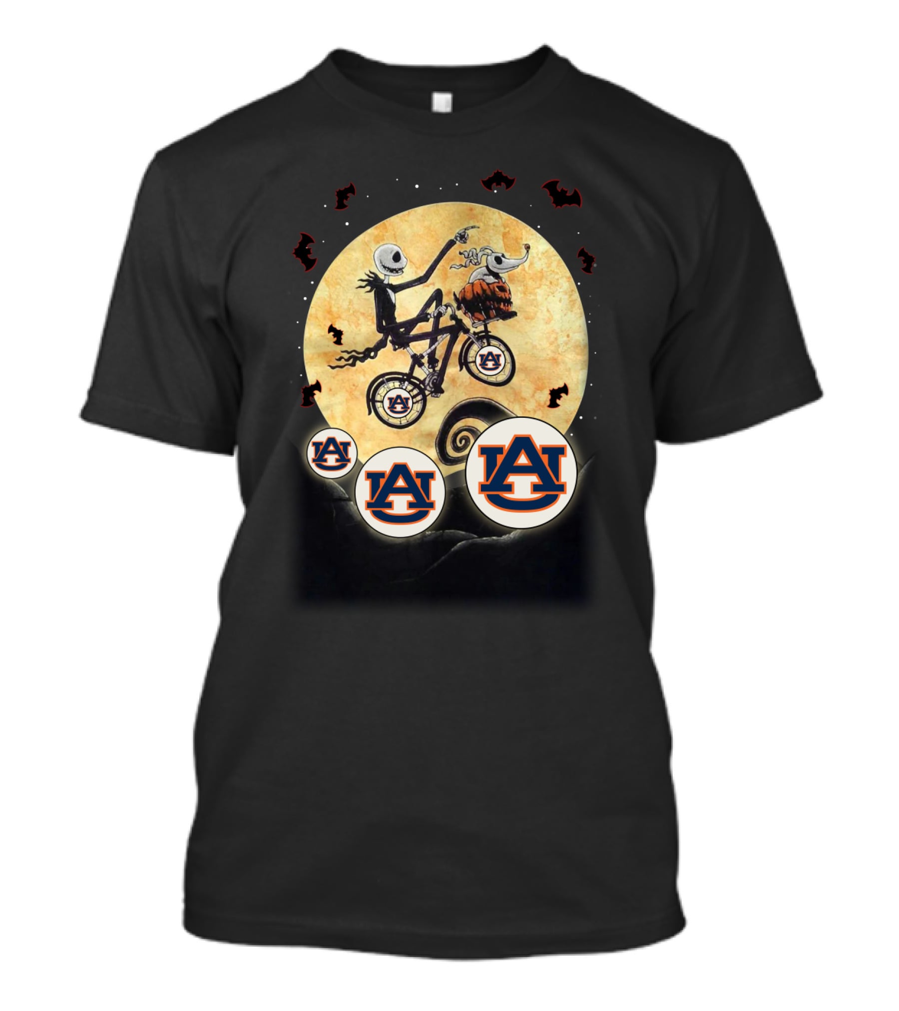 Halloween Auburn Football Nightmare Bicycle Moon Auburn Logos T-Shirt