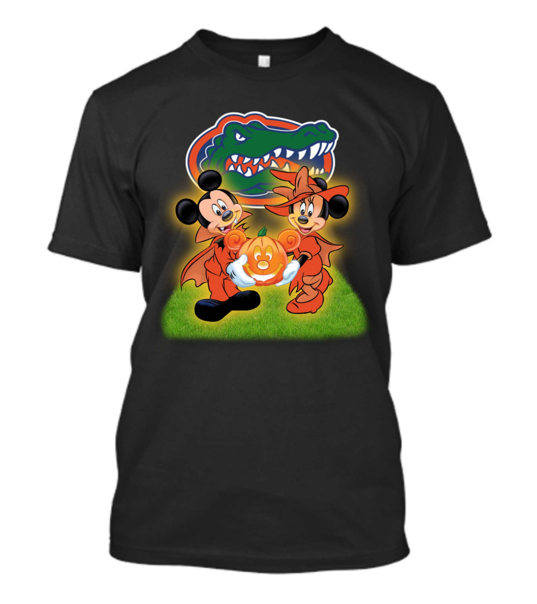 Halloween Florida Gators Football Mickey And Minnie With Pumpkin T-Shirt