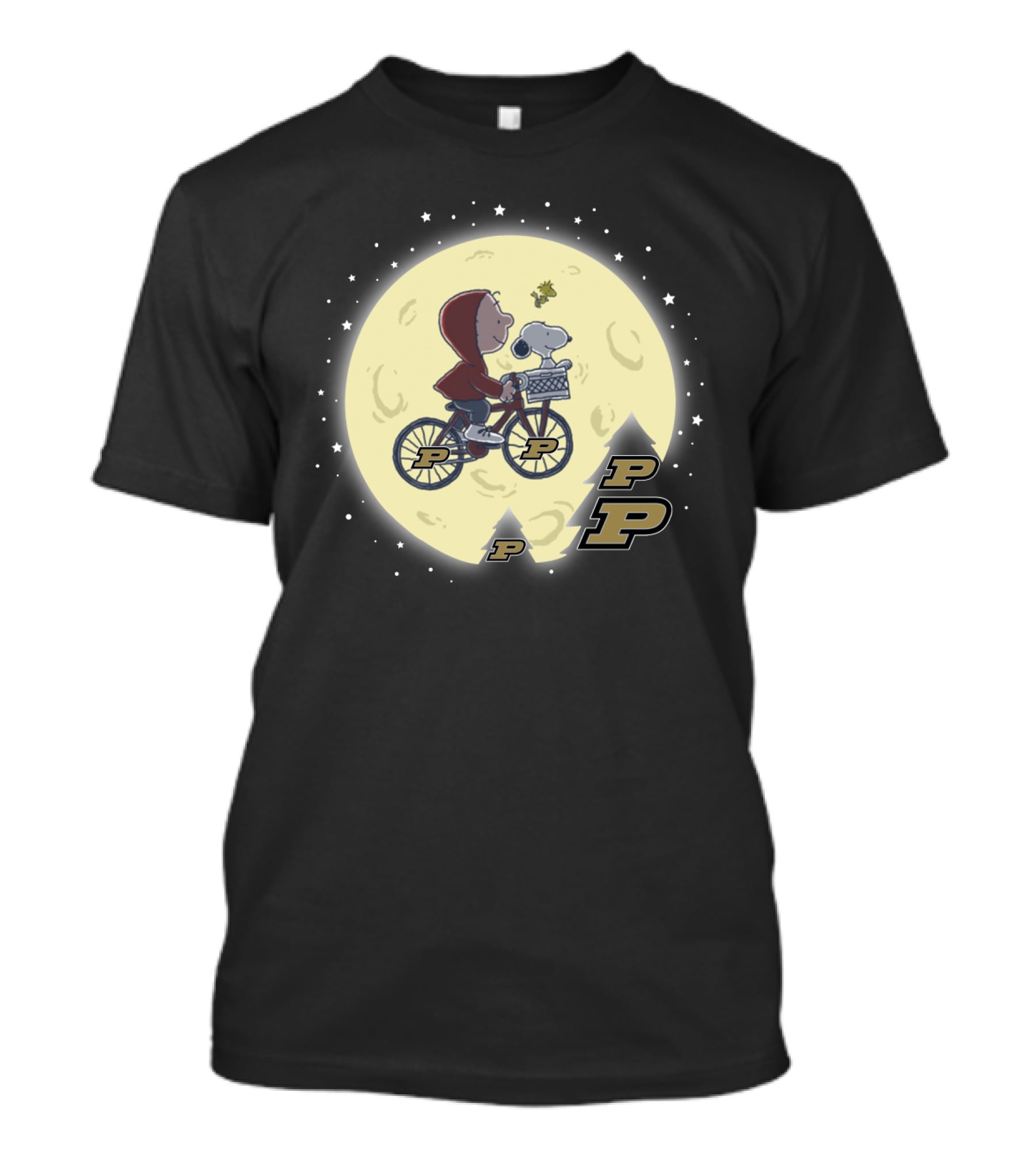 Purdue Football Halloween Peanuts Moon P Bicycle Ride T-Shirt