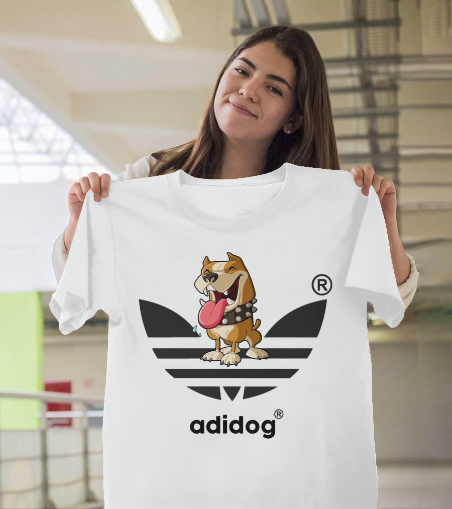 Adidog Funny Dog With Tongue Out And Spiked Collar T-Shirt