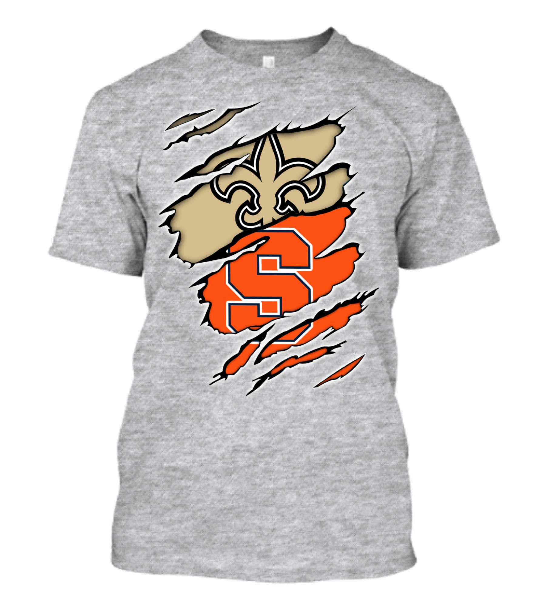 Saints Fleur-de-Lis And Syracuse Orange S Logo Combination T-Shirt
