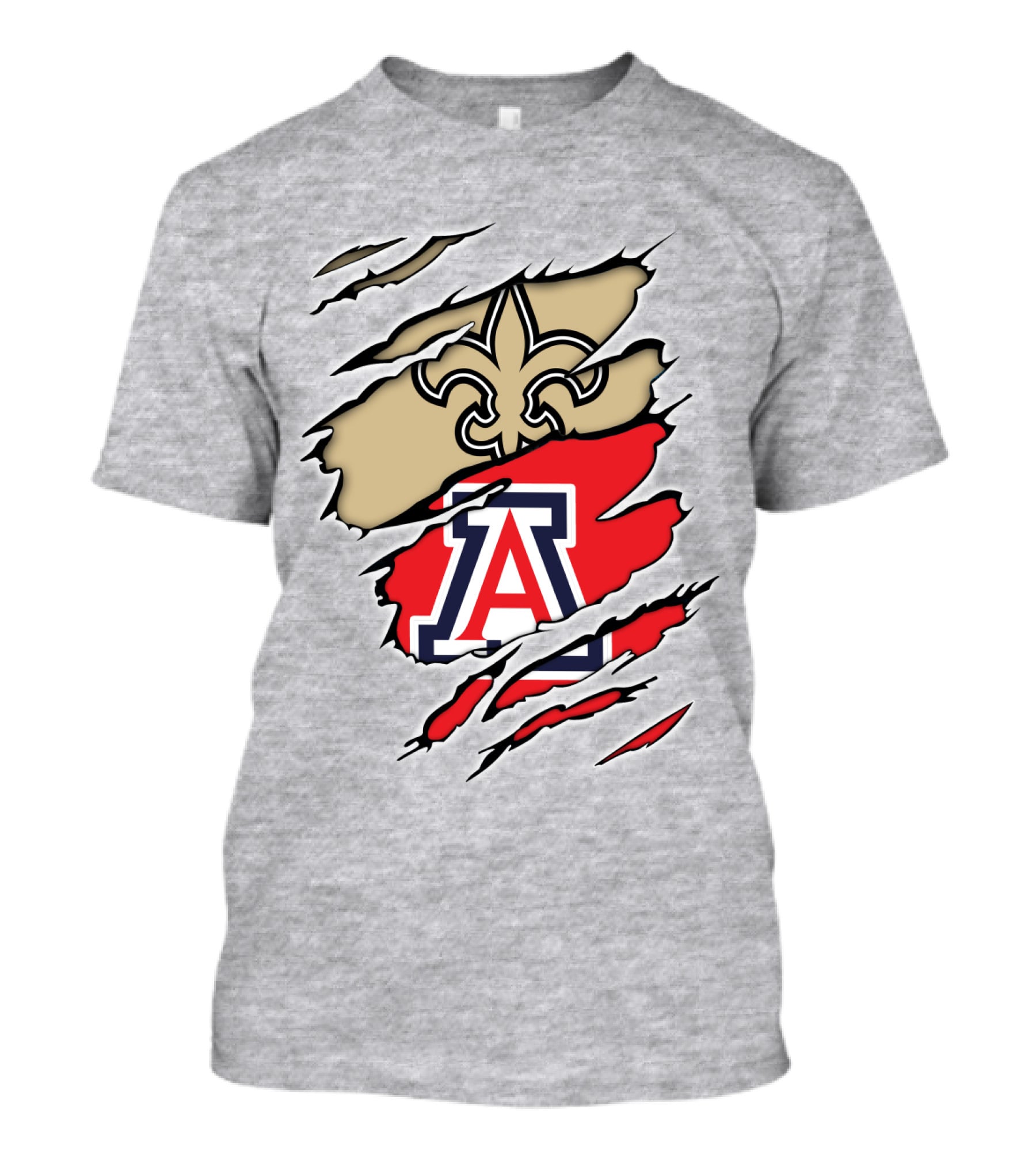 New Orleans Saints Fleur-de-Lis Arizona Wildcats Team Logo Mashup T-Shirt