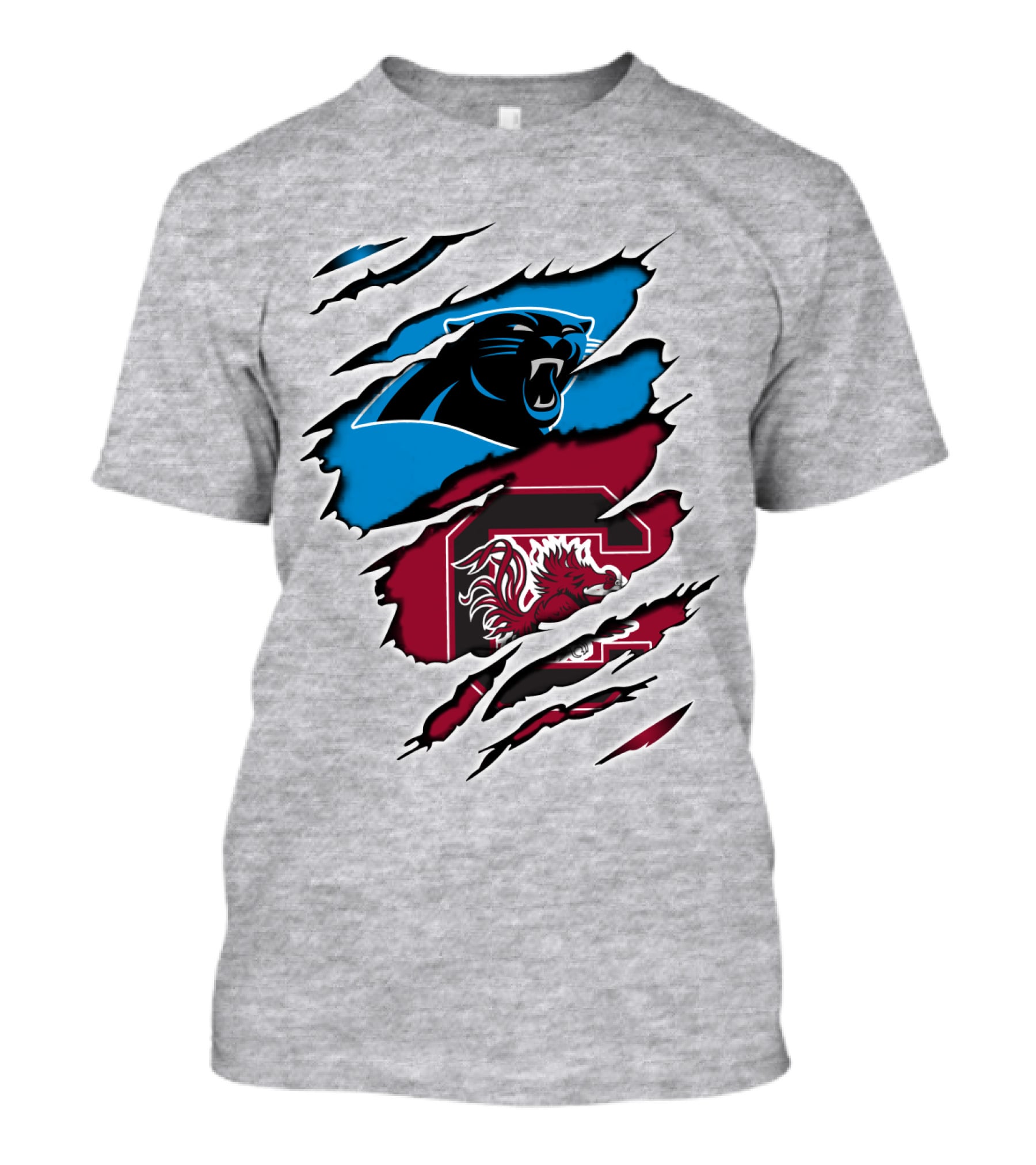 Panthers Gamecocks Team Spirit Claw Marks Logo Fusion T-Shirt