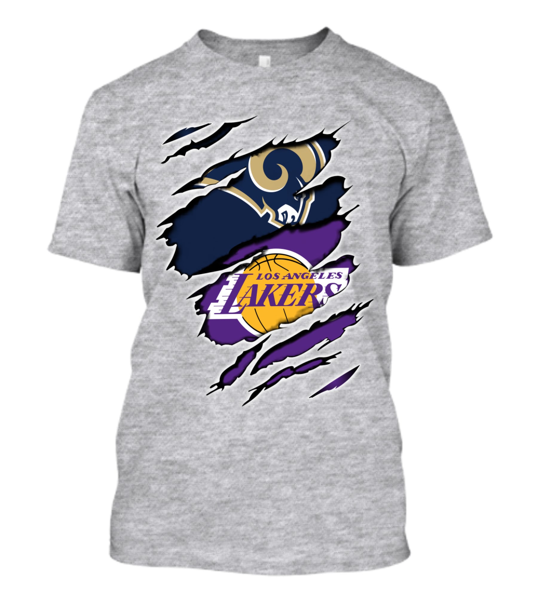 Los Angeles Rams Lakers Logos Scratch Sports Collaboration T-Shirt