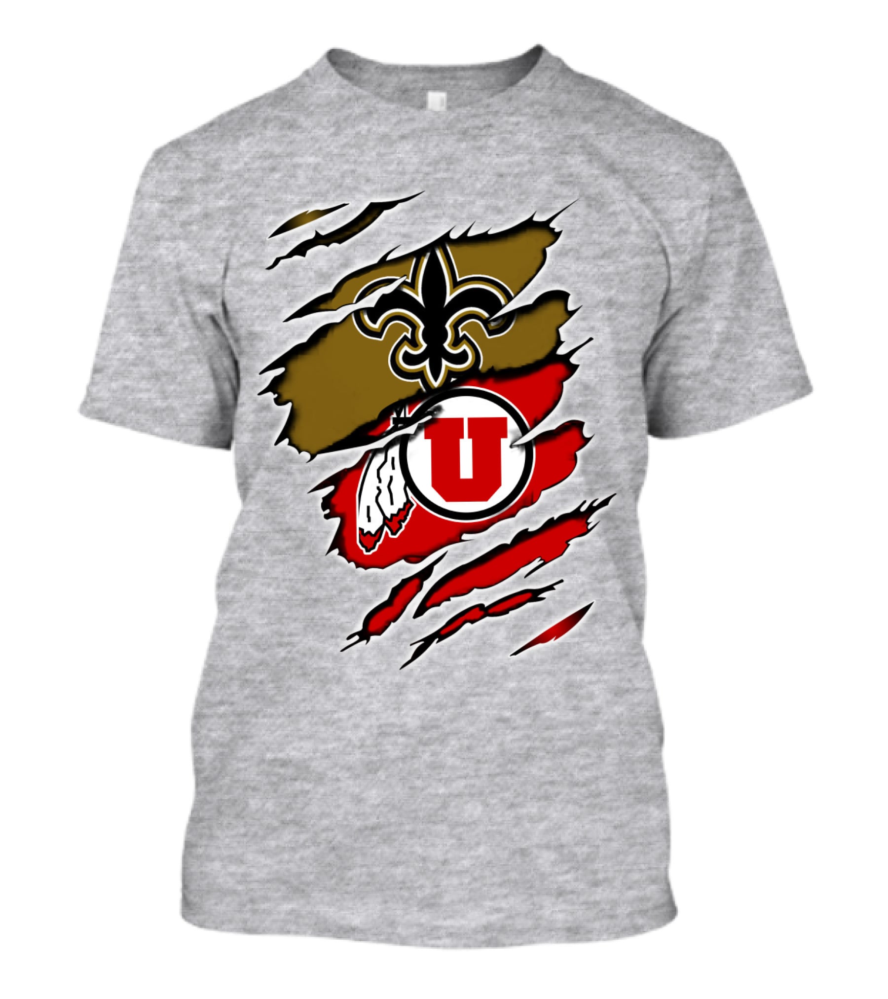 New Orleans Saints Utah Utes Torn Claw T-Shirt
