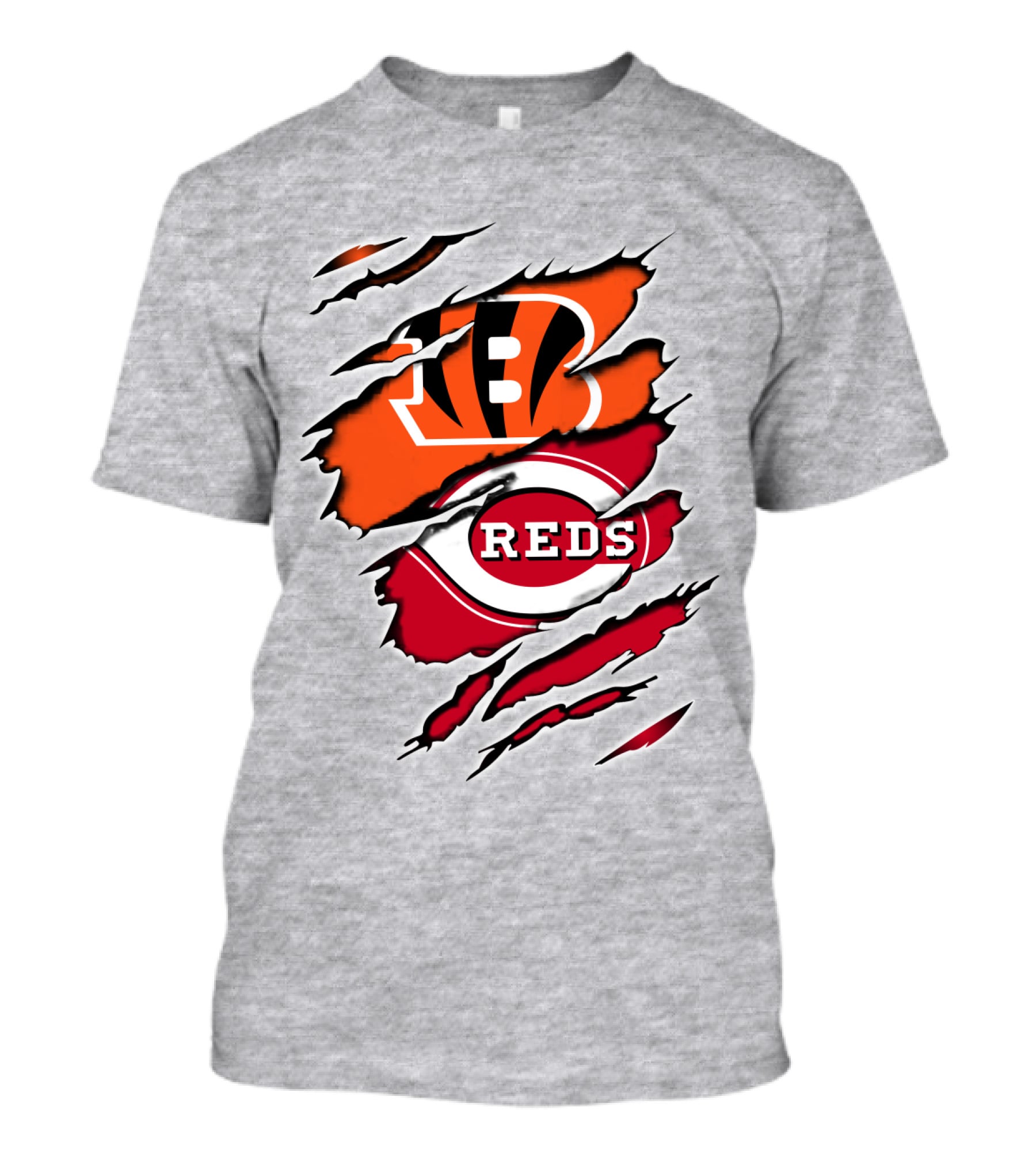 Bengals Reds NFL MLB Cincinnati Fan Ripped T-Shirt