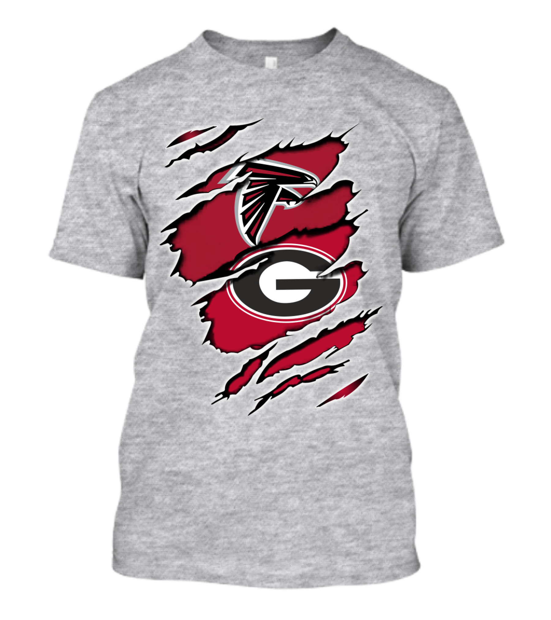 Atlanta Falcons Georgia Bulldogs Logos Ripped T-Shirt