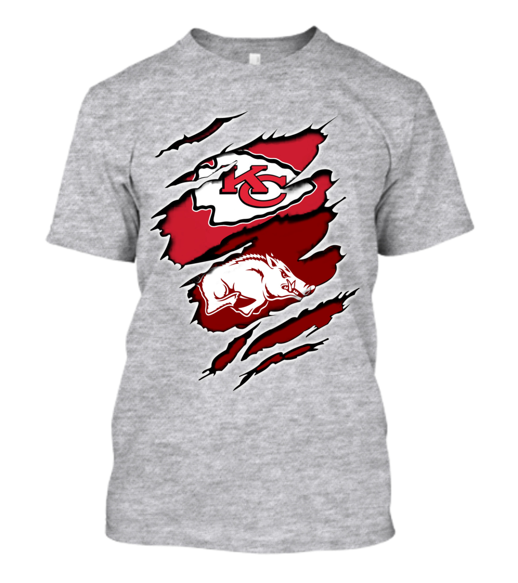 Kansas City Chiefs Arkansas Razorbacks Claw Rip Fusion T-Shirt