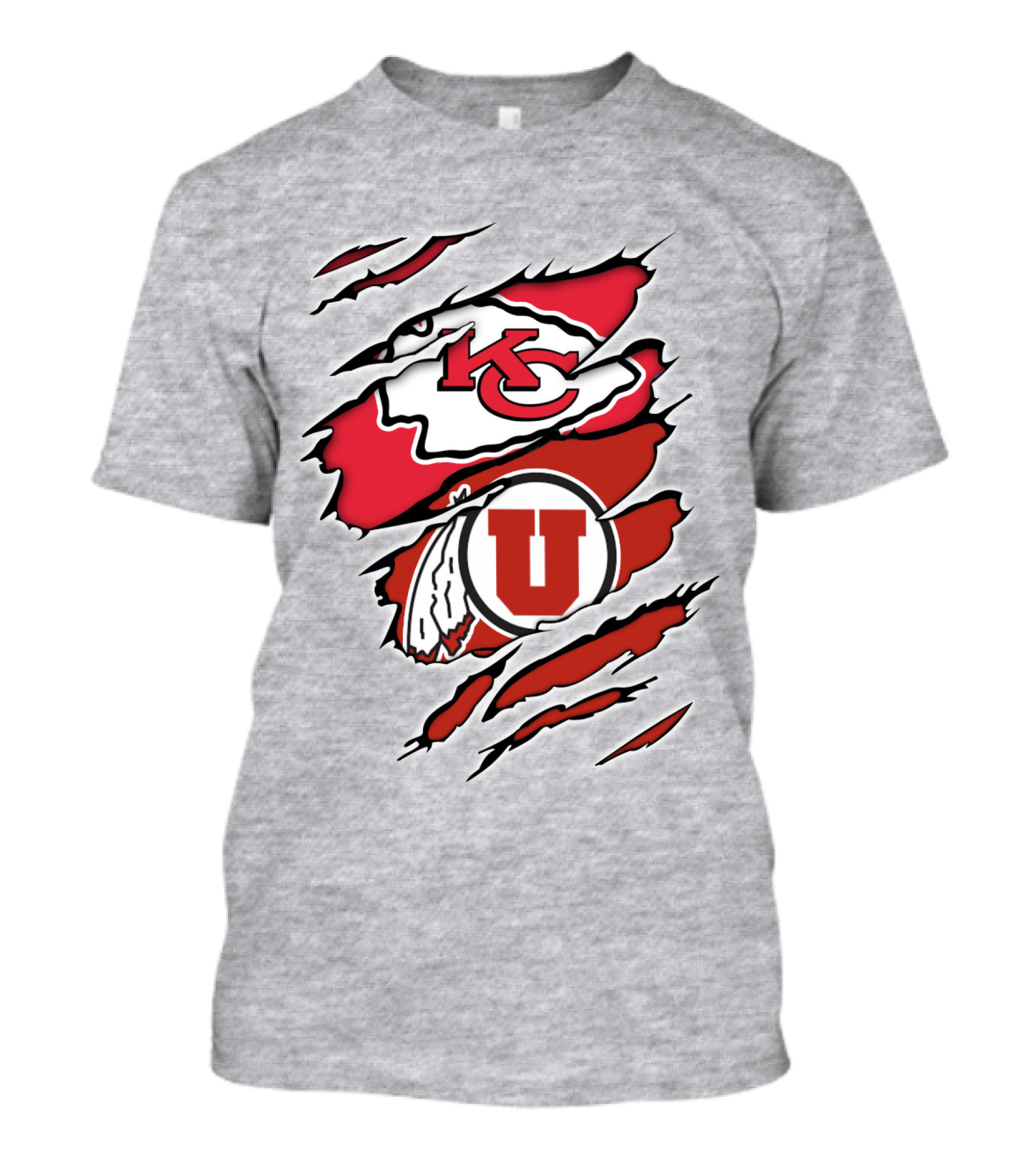 Kansas City Chiefs Utah Utes Claw Marks Logo Combination T-Shirt