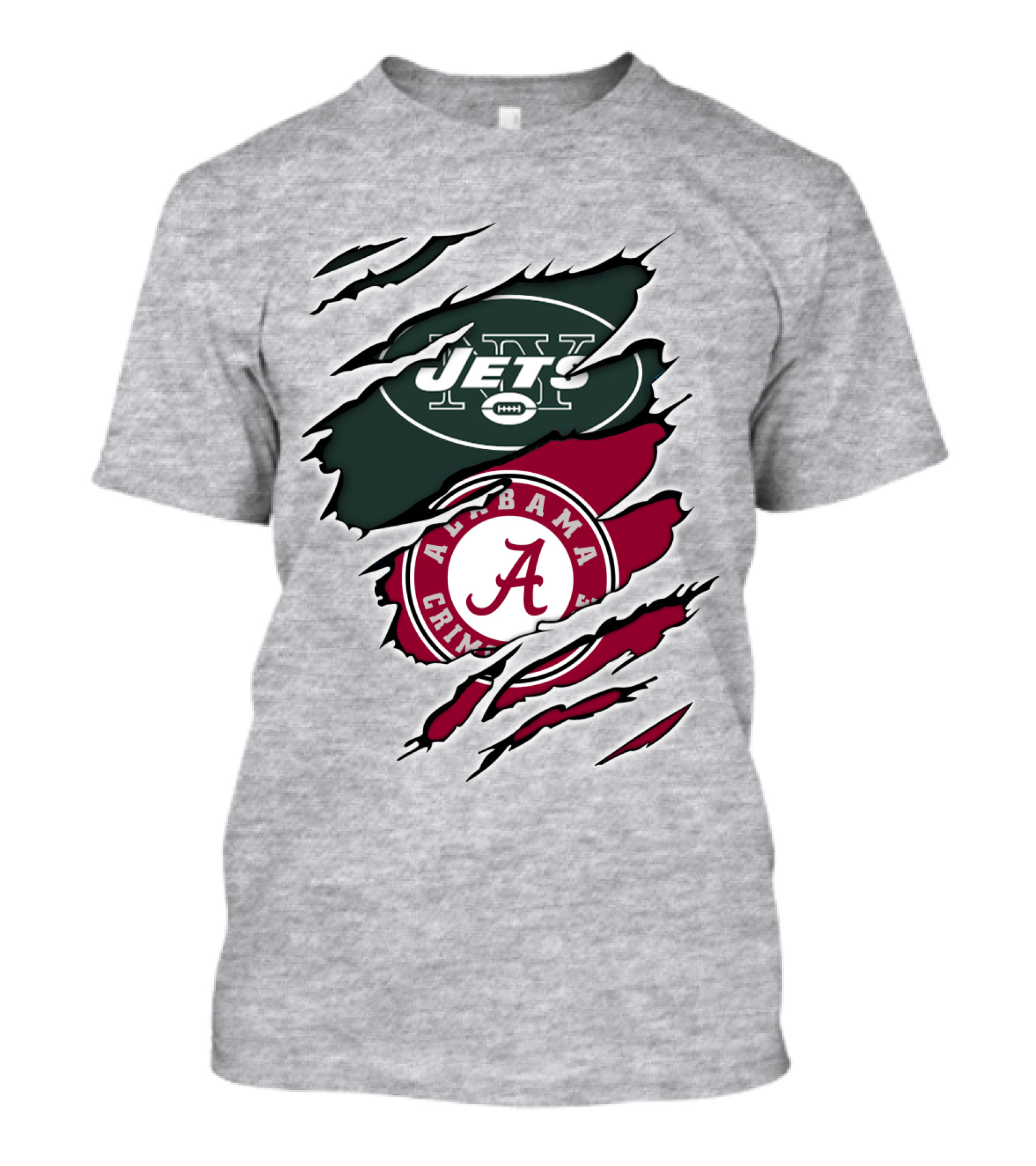 Jets Alabama Crimson Tide Football Logo Torn Ripped T-Shirt