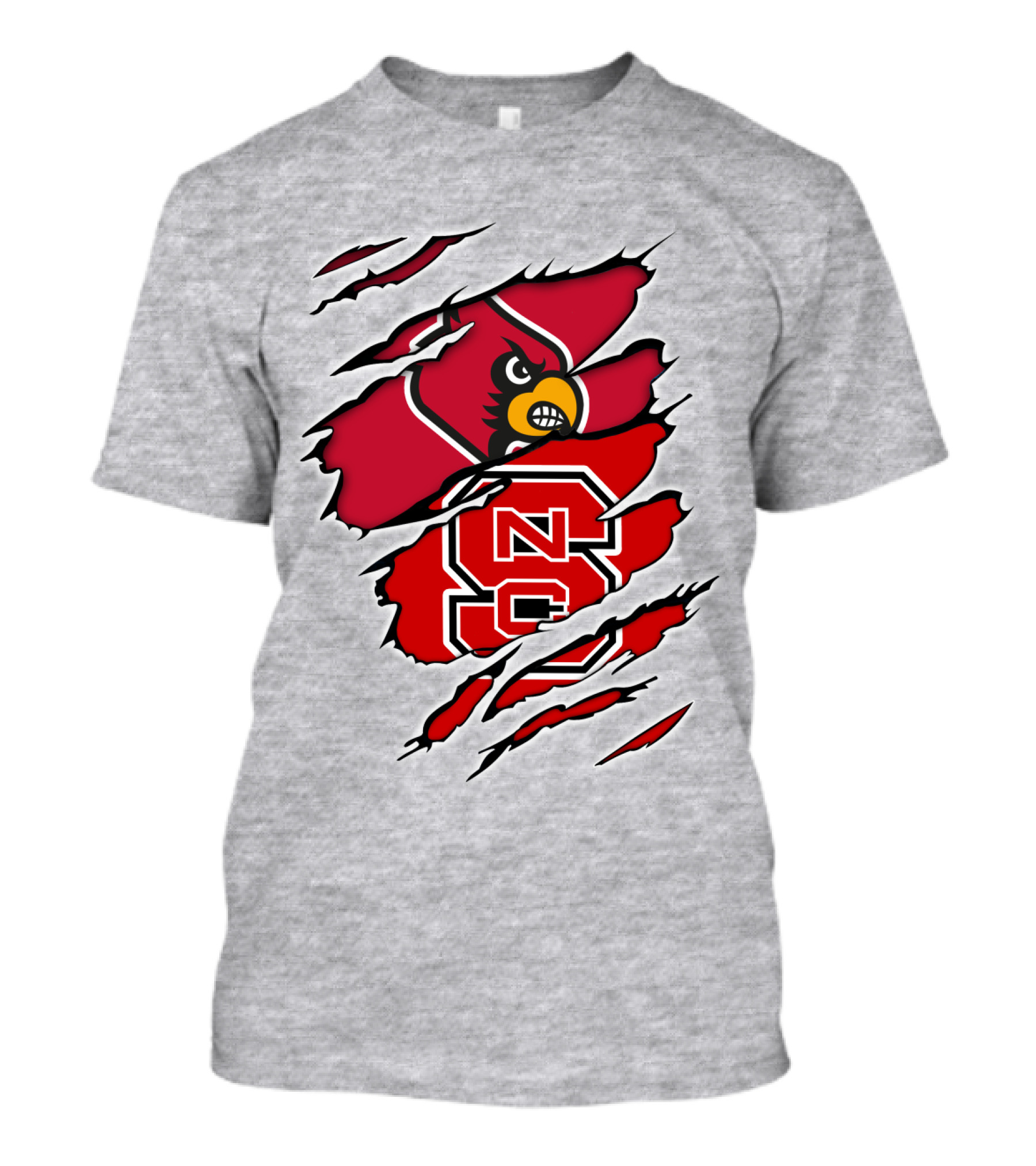 NC State Wolfpack Louisville Cardinals Torn T-Shirt