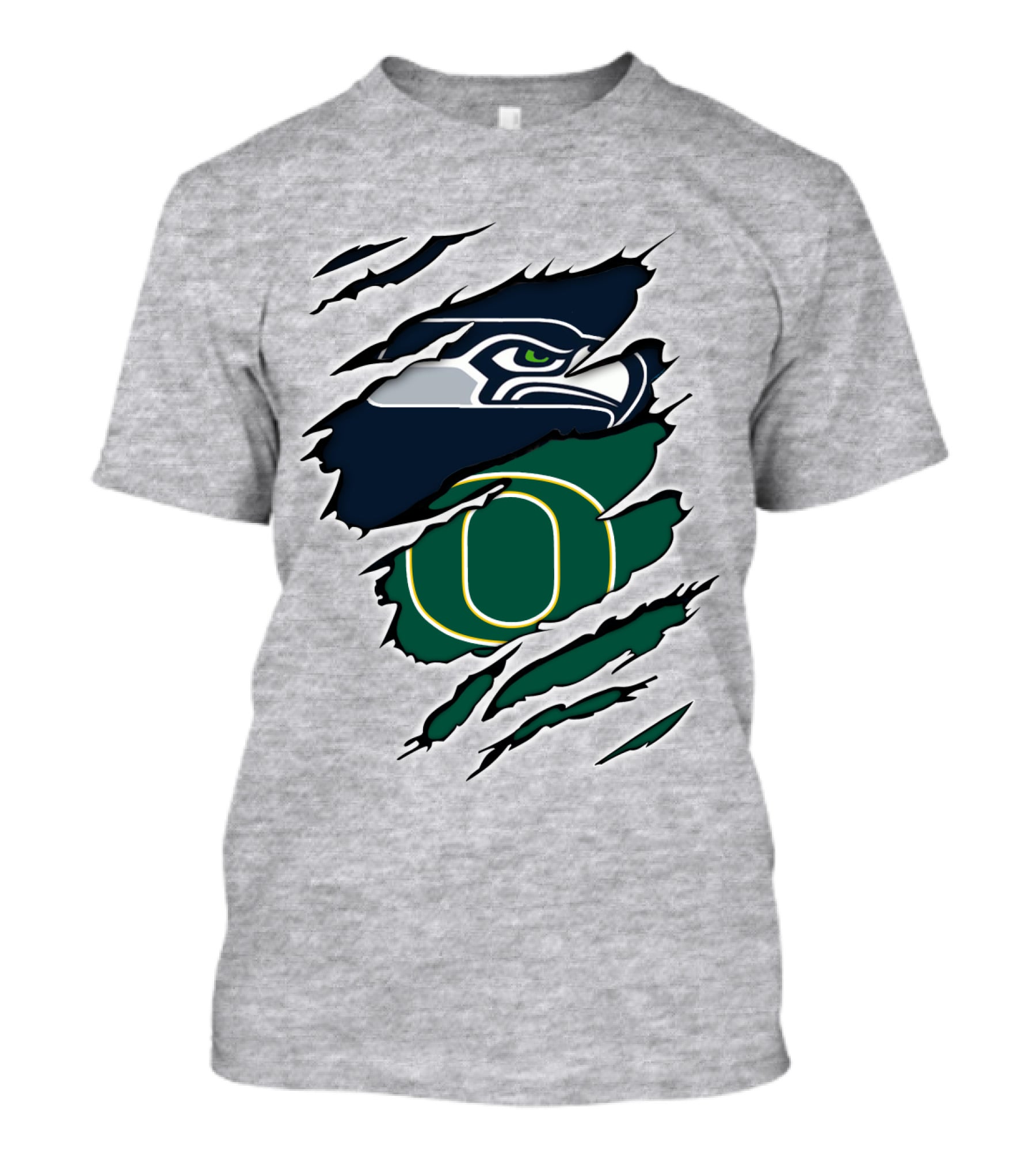 Seahawks Ducks Logo Fusion Featuring Claw Marks T-Shirt