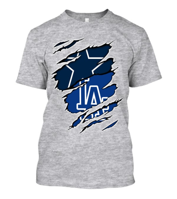 Cowboys Dodgers Cowboys LA Iconic Star And Letters T-Shirt