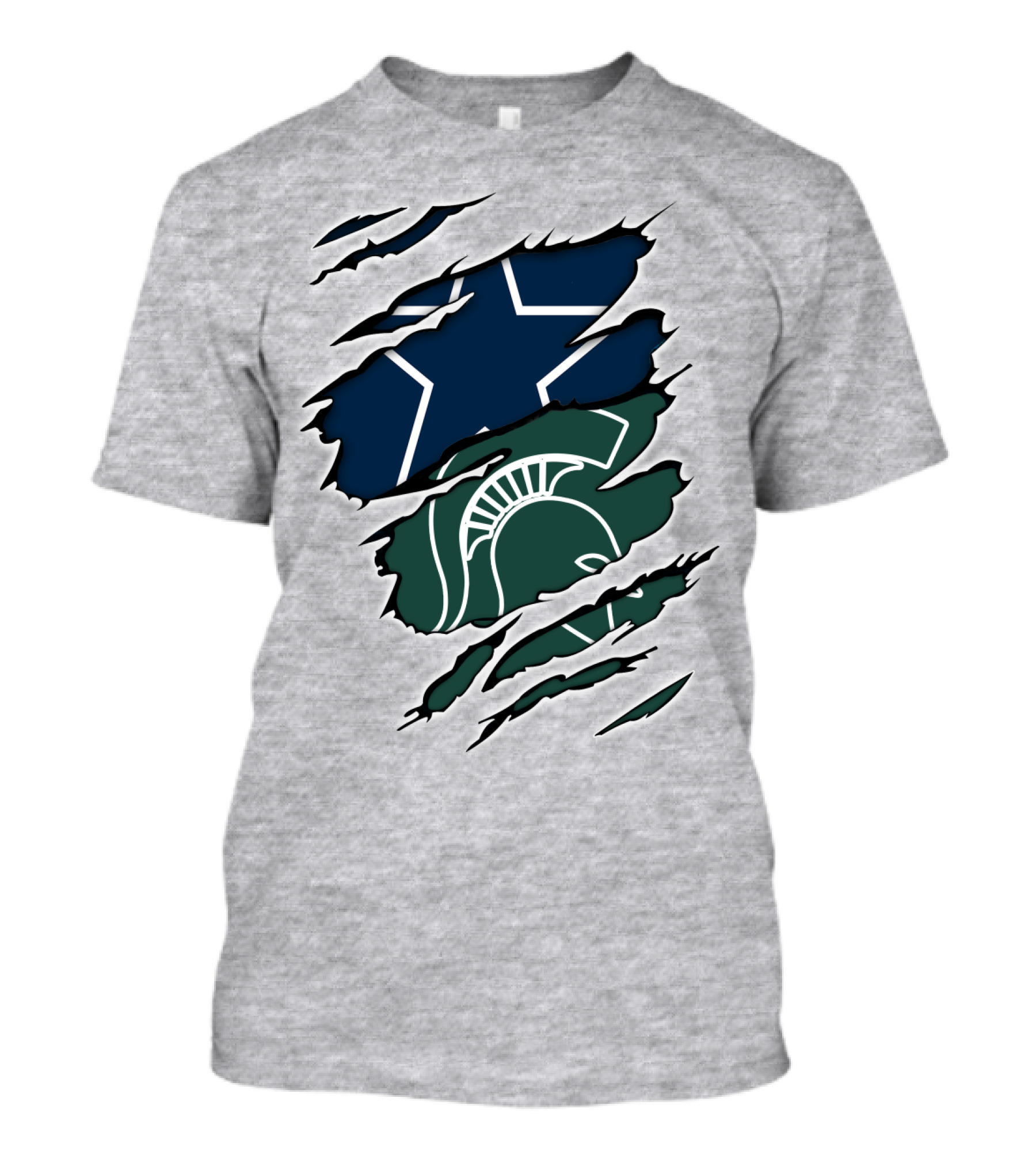 Cowboys Michigan State Spartans Star And Helmet Claw Marks T-Shirt