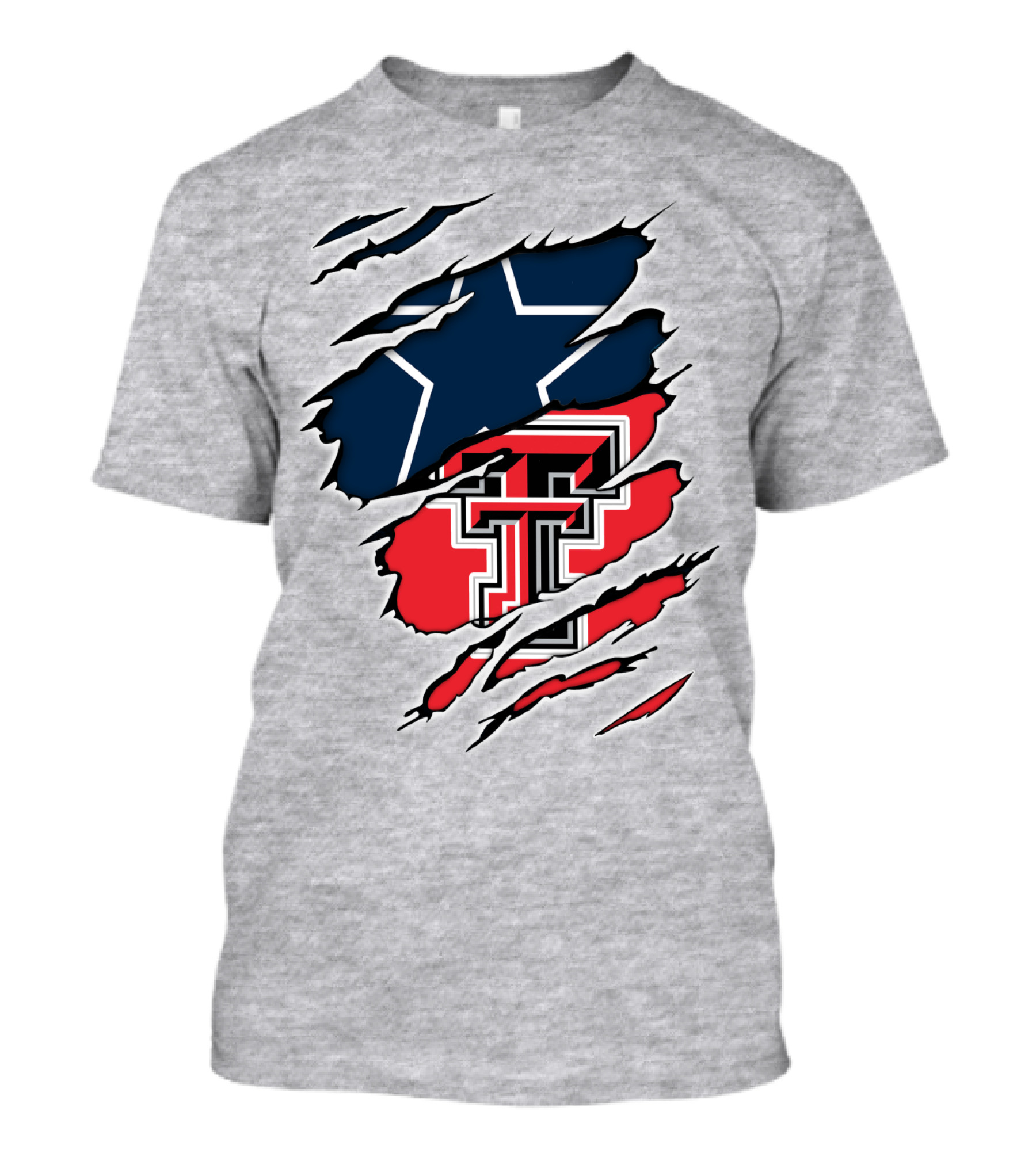 Texas Tech Cowboys Star And Double T Logo Rip T-Shirt