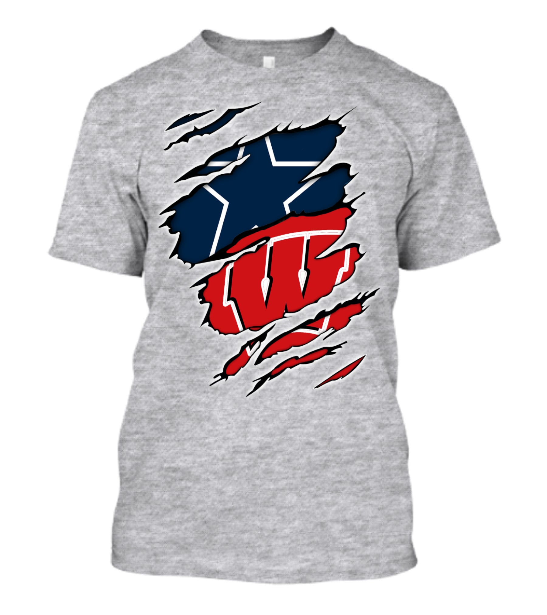 Dallas Cowboys Wisconsin Badgers Ripped Logo Fusion T-Shirt
