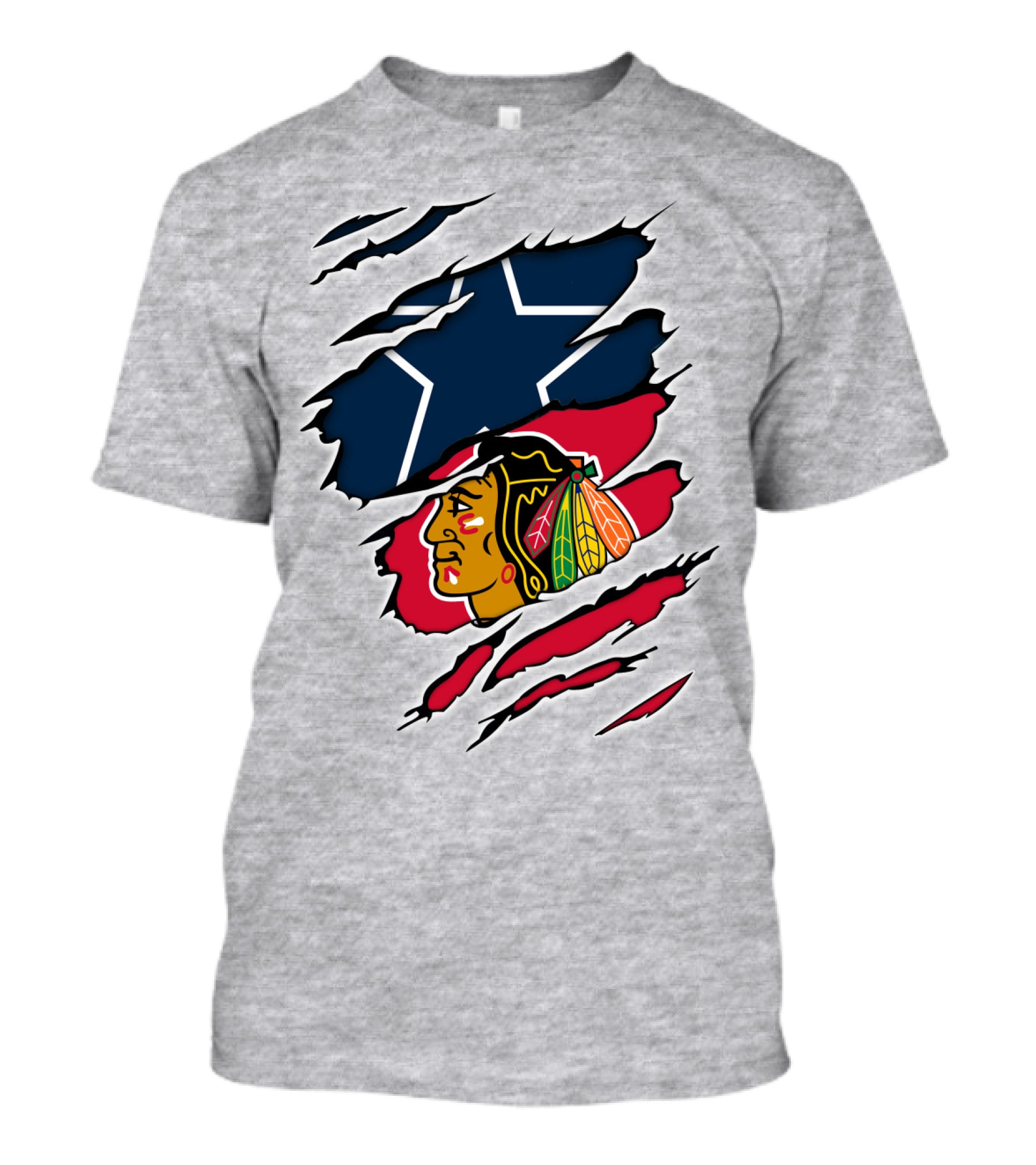 Cowboys Blackhawks Star Ripped T-Shirt