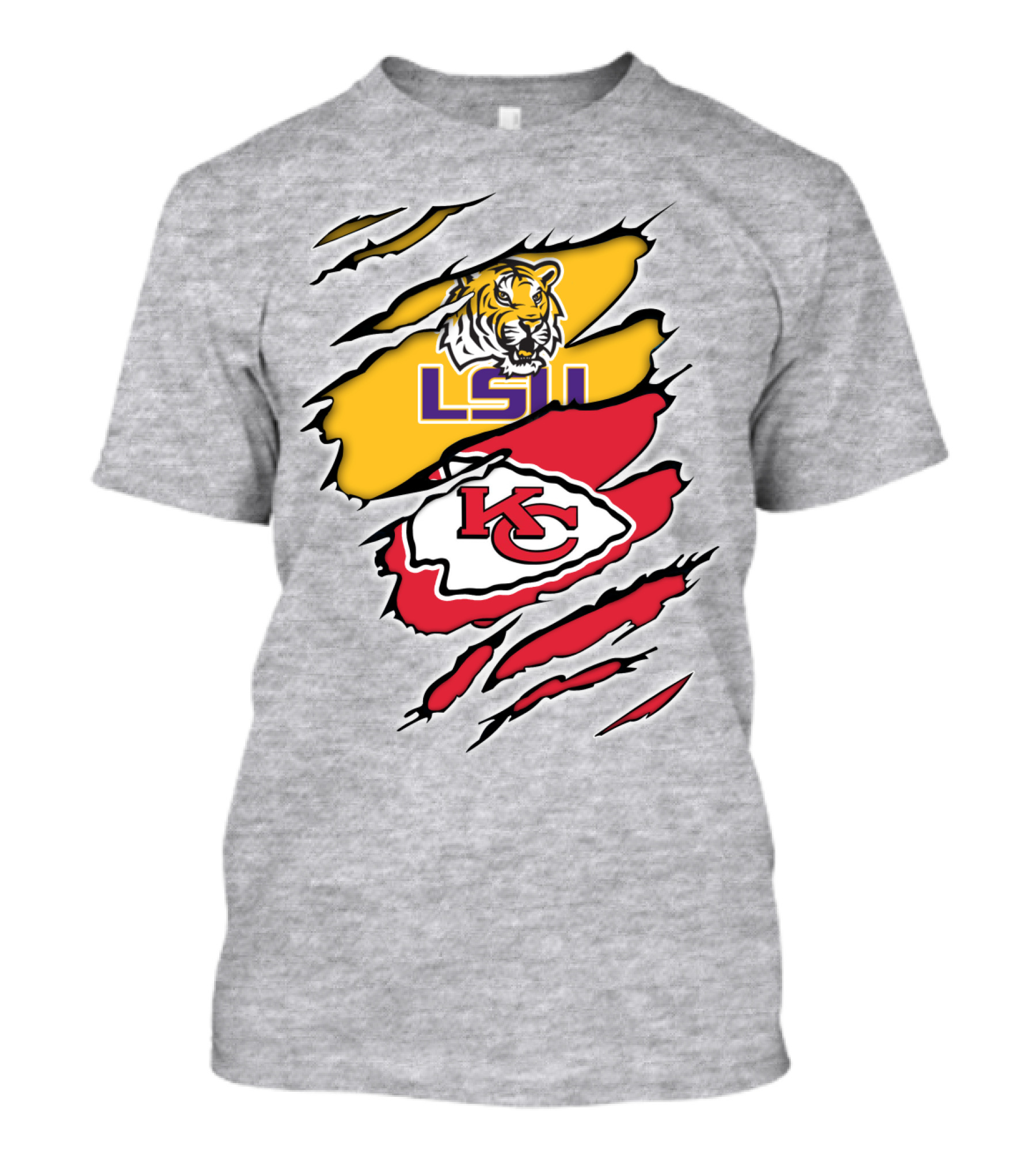 LSU Tigers Kansas City Chiefs Claw Marks Logo Blend T-Shirt