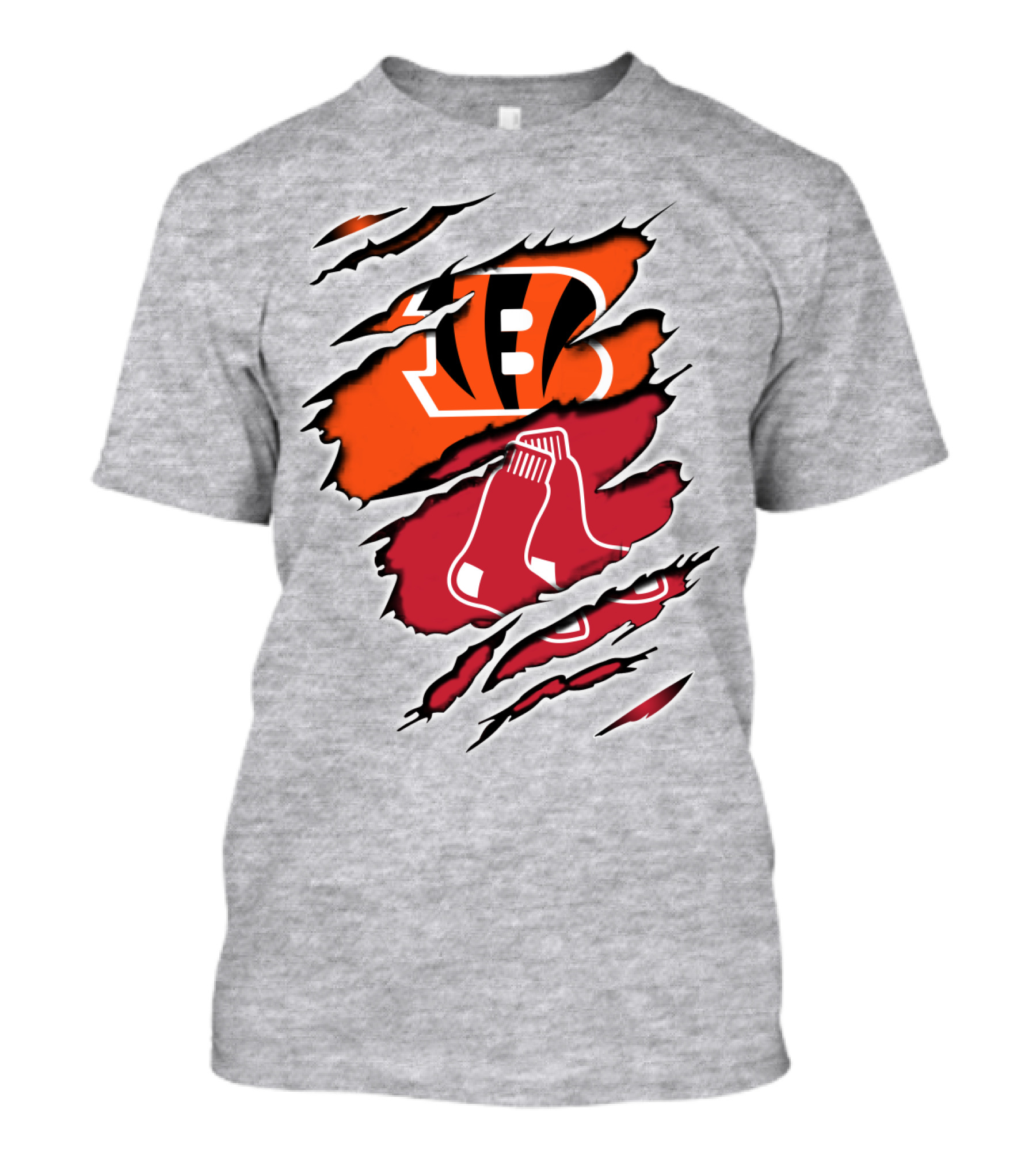Bengals Redsox Claw Marks Logo Crossover T-Shirt