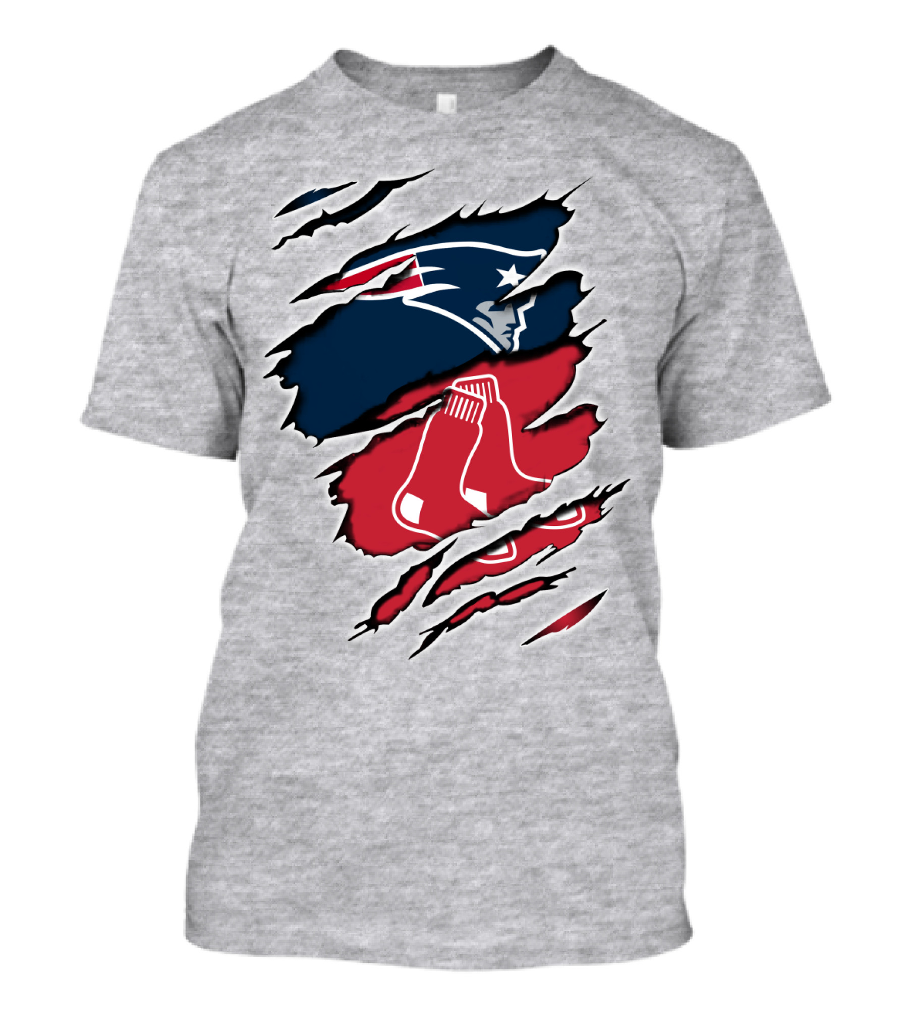 Patriots Red Sox Logos Torn T-Shirt