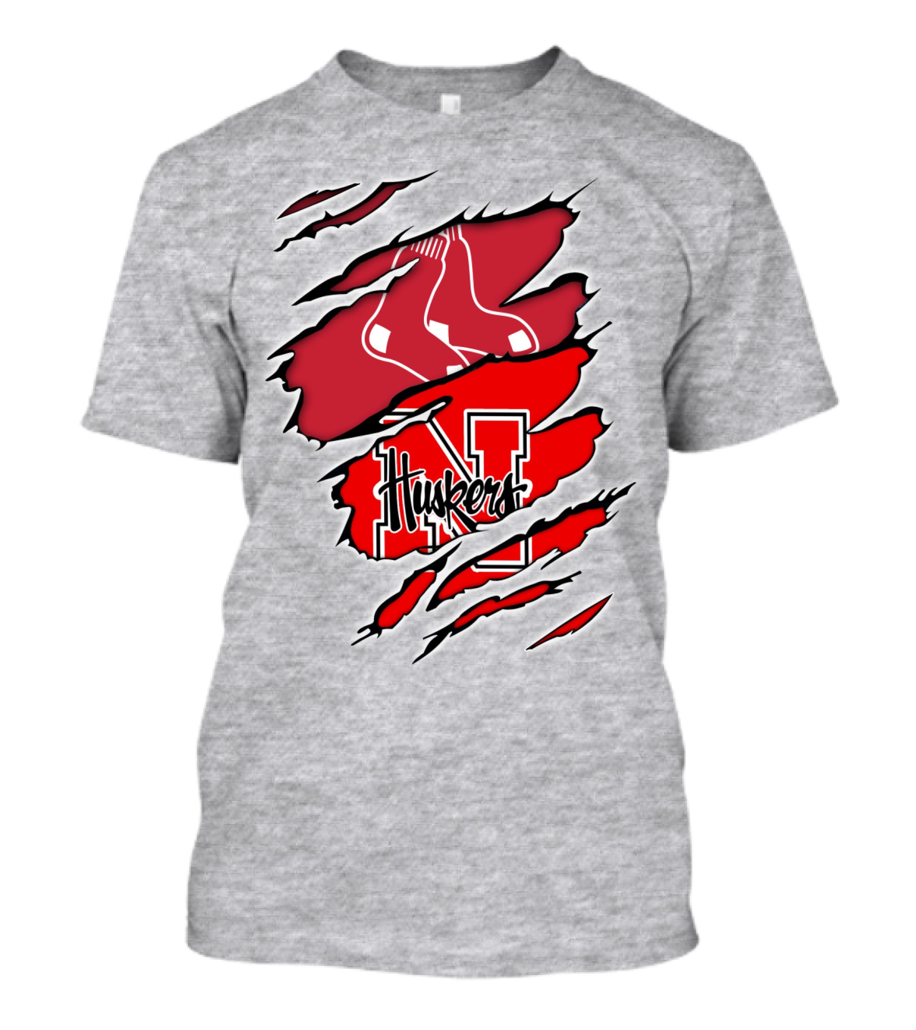 Huskers Red Sox Logo Mashup Nebraska N T-Shirt