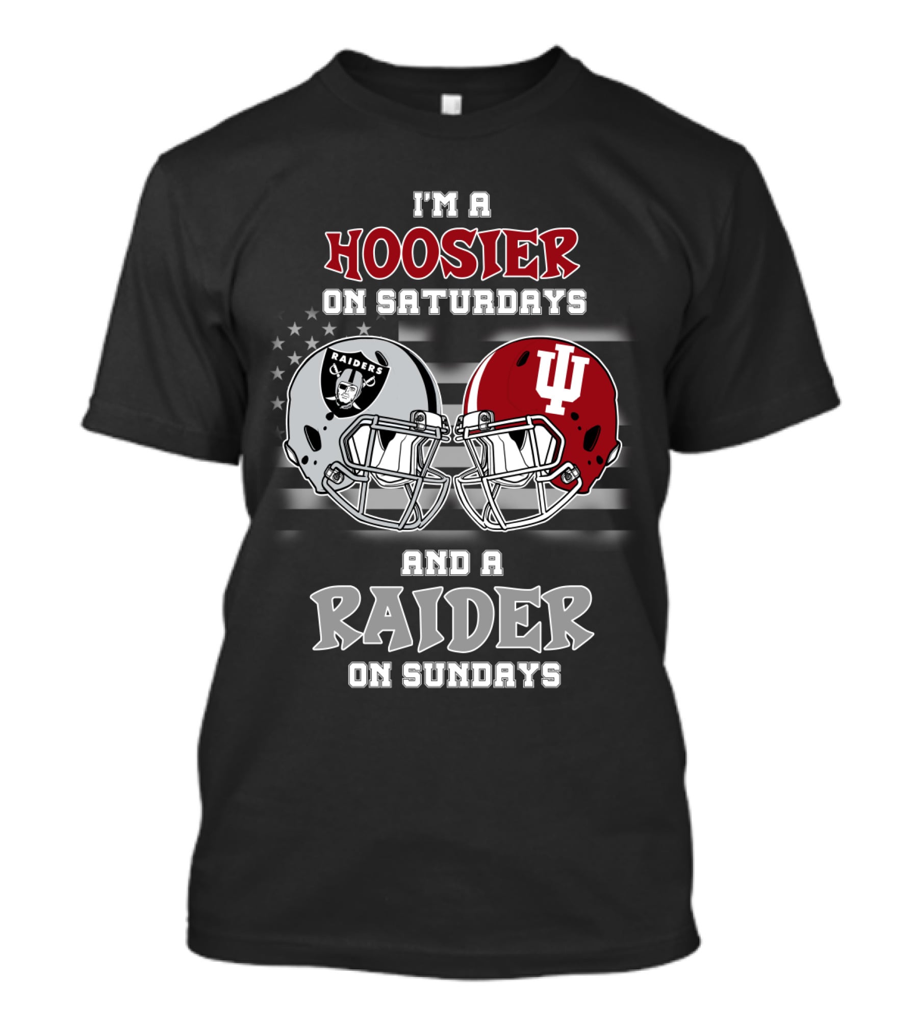 I'm A Hoosier On Saturdays And A Raider On Sundays Helmet T-Shirt