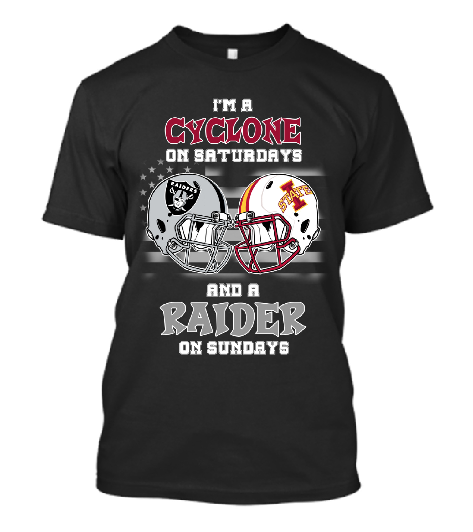 I'm A Cyclone On Saturdays And A Raider On Sundays Iowa State Raiders Helmet T-Shirt