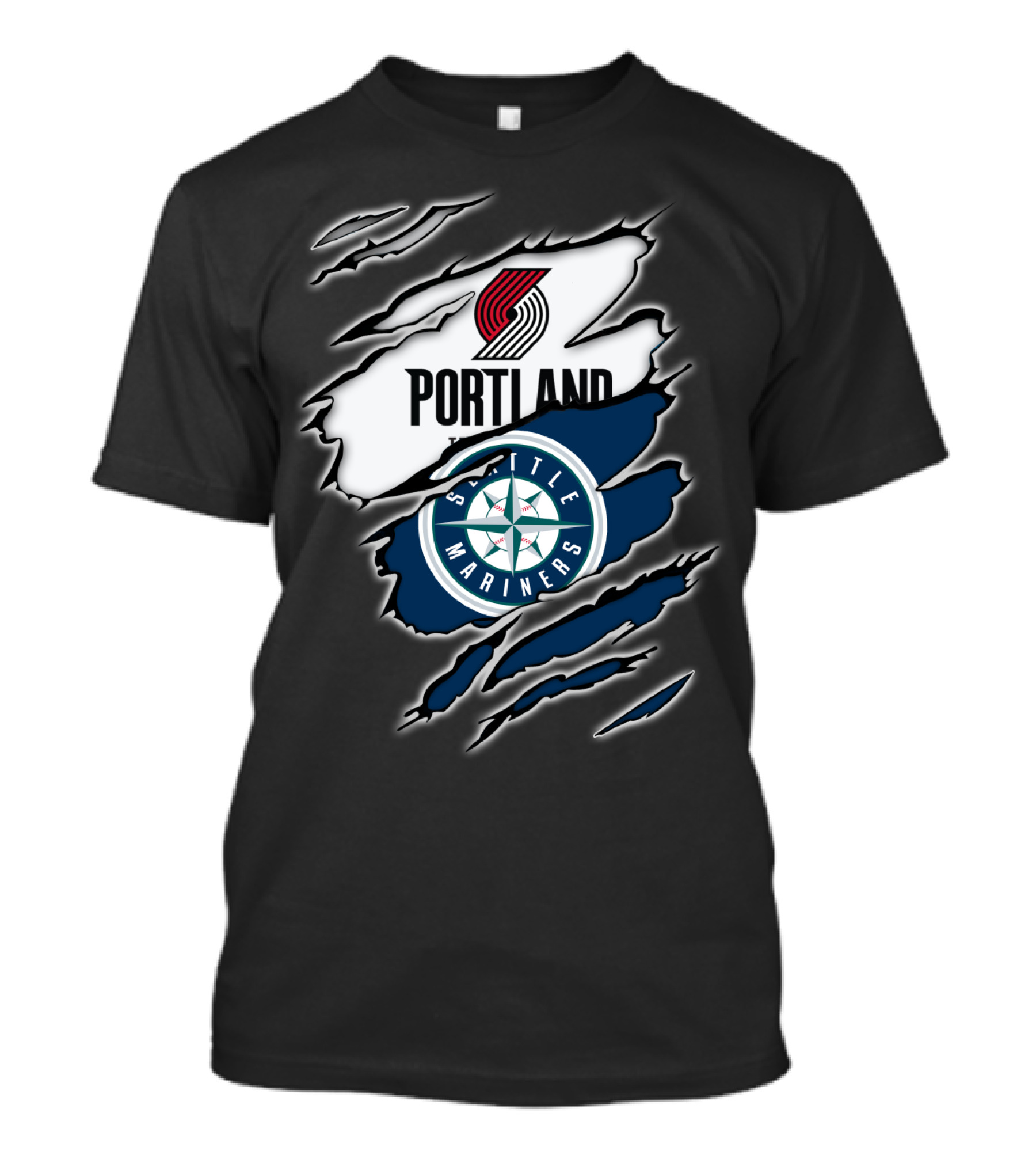 Portland Blazers Seattle Mariners Fan Collaboration T-Shirt