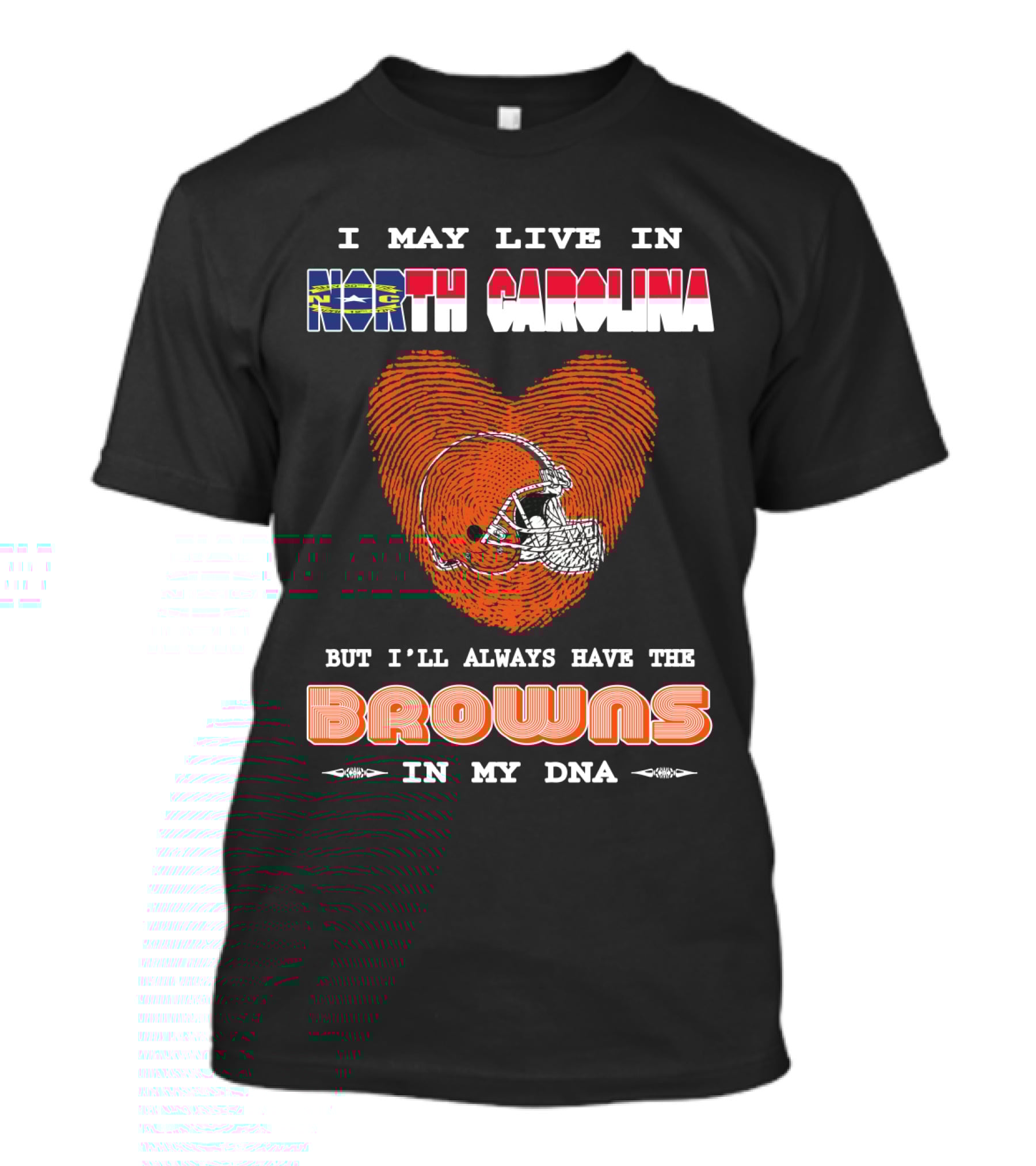 North Carolina Browns Fan Heart Fingerprint Logo Always In My Dna T-Shirt