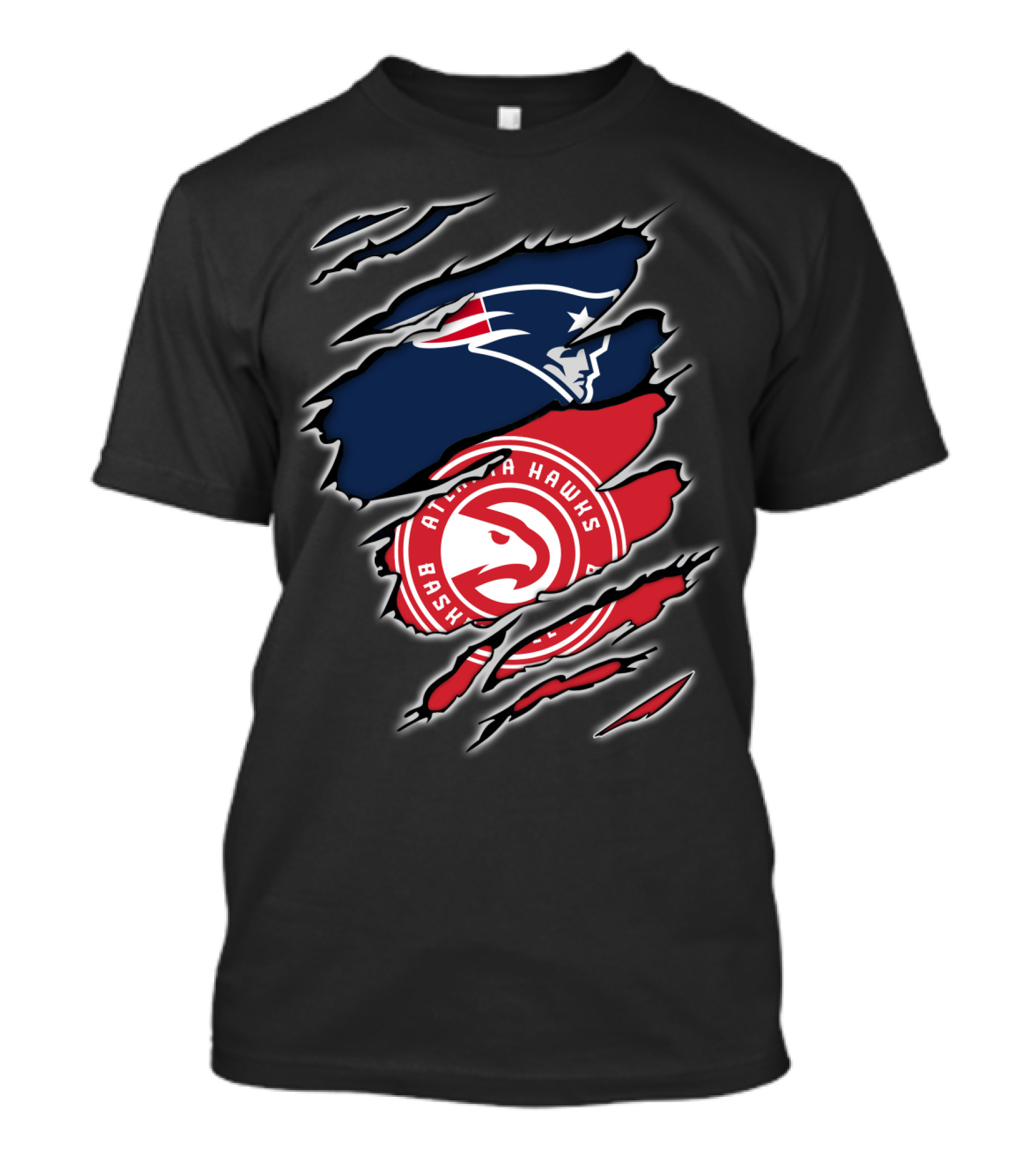 New England Patriots Atlanta Hawks Logo Mashup T-Shirt