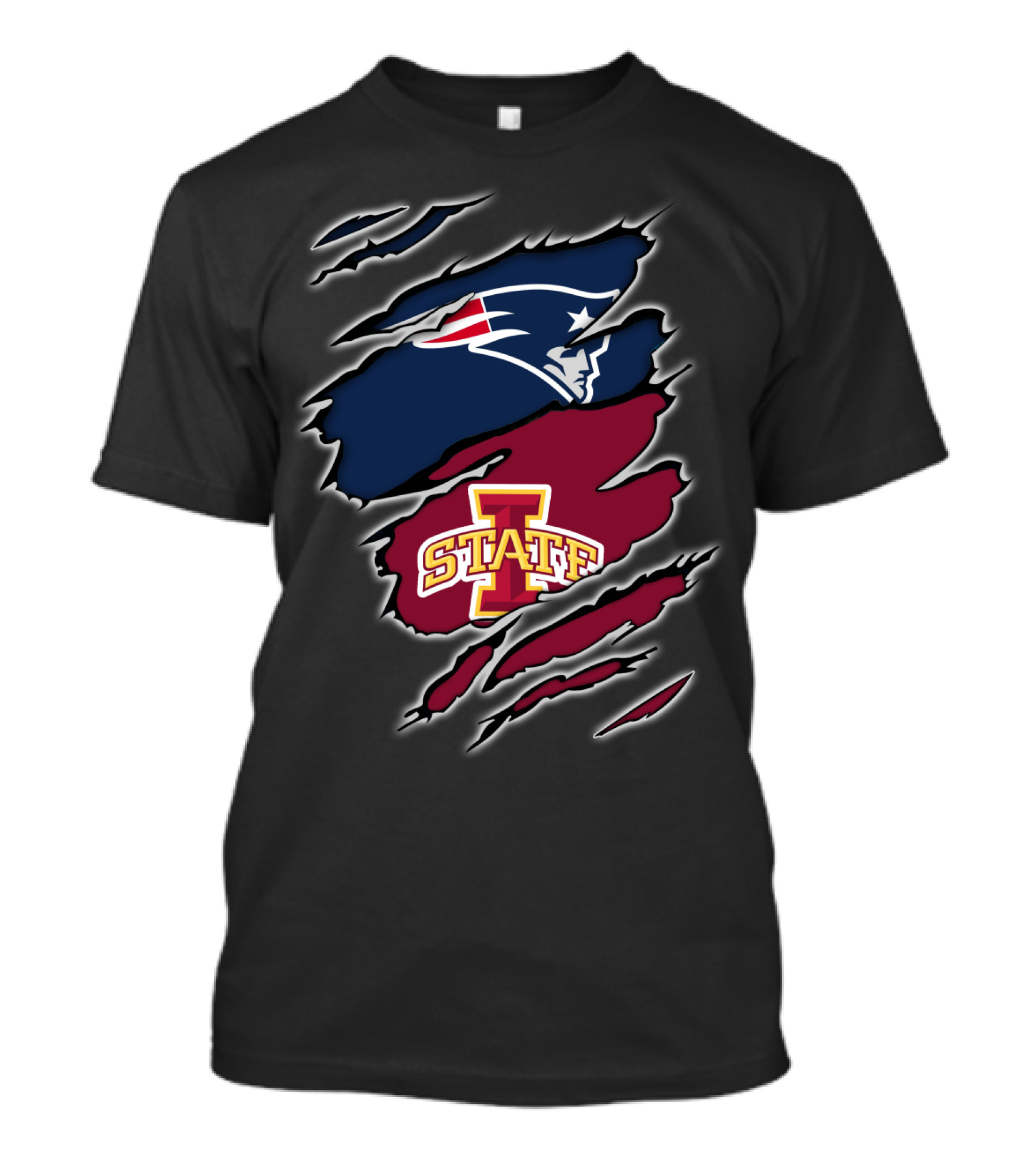 New England Patriots Iowa State Cyclones Ripped T-Shirt