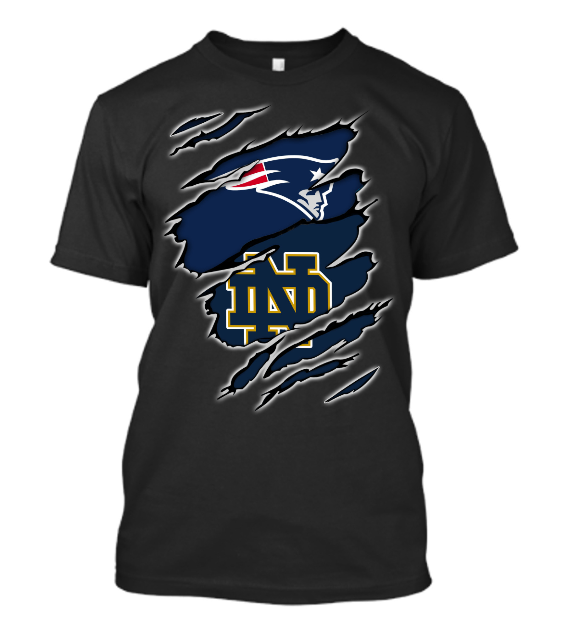 New England Patriots And Notre Dame Fighting Irish Fan Crossover T-Shirt