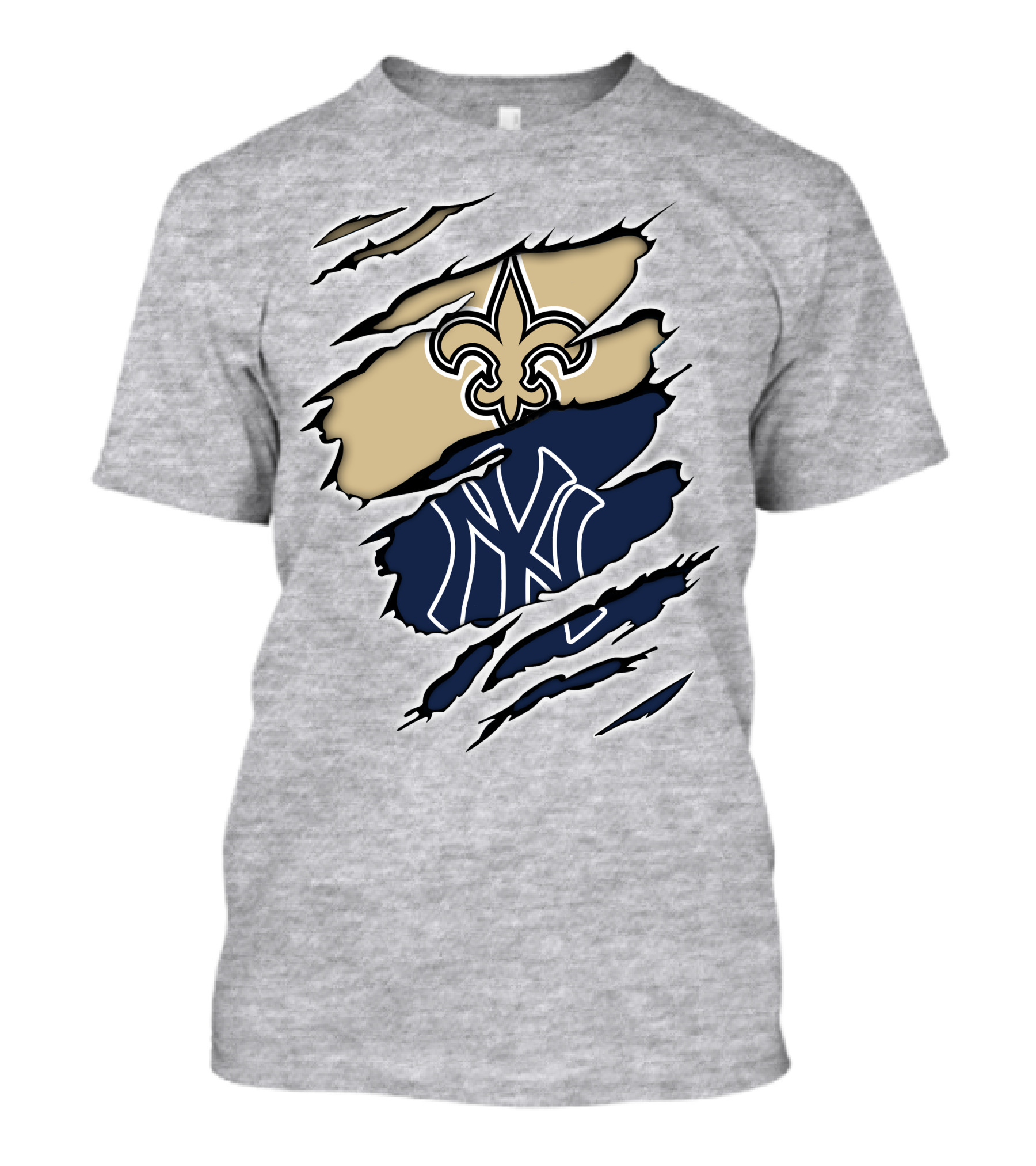 New Orleans Saints And New York Yankees Logo Fusion T-Shirt