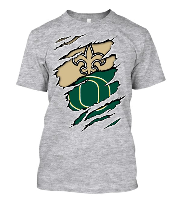 Saints Ducks Logo Fusion Fleur-de-Lis And Oregon Intertwined T-Shirt