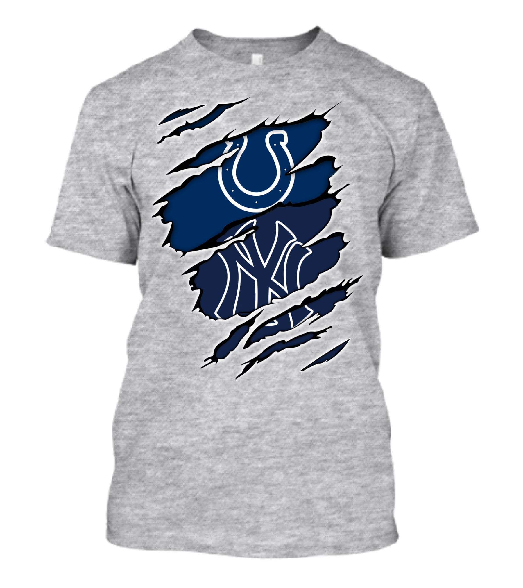 Colts Yankees Sports Crossover Logo Claw Marks T-Shirt