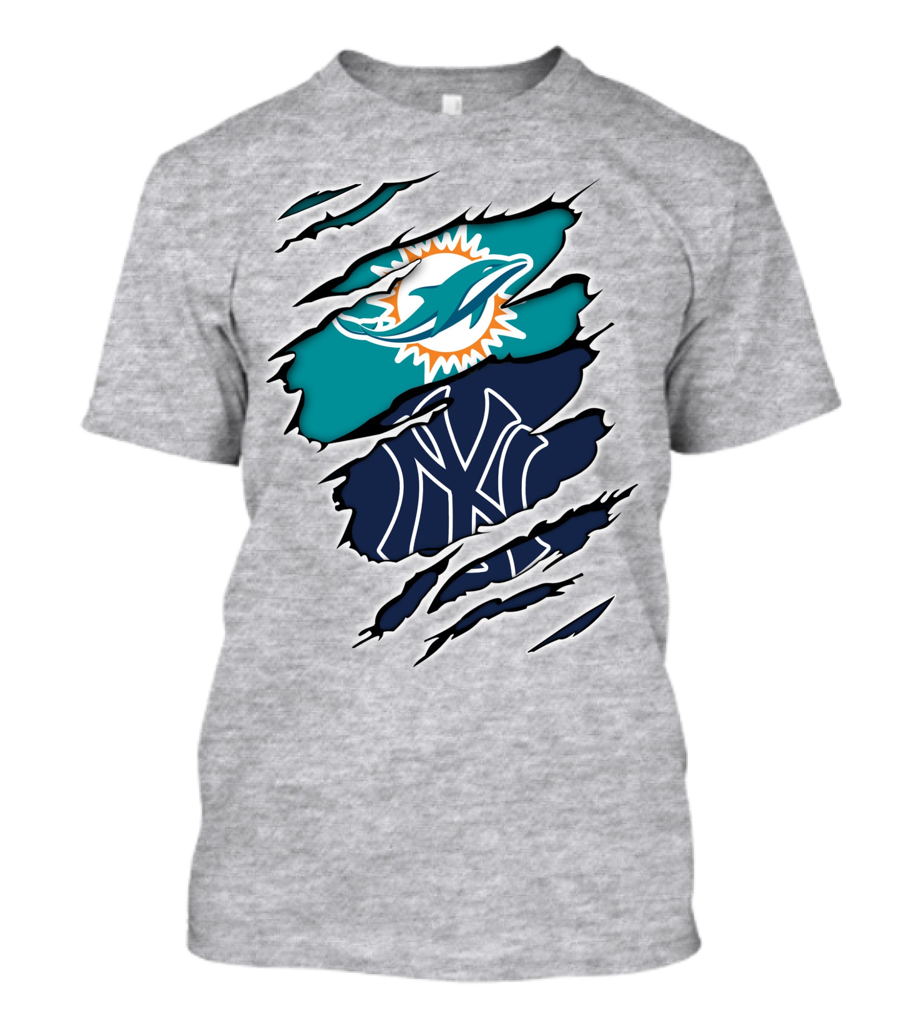 Miami Dolphins New York Yankees Logos Integration T-Shirt