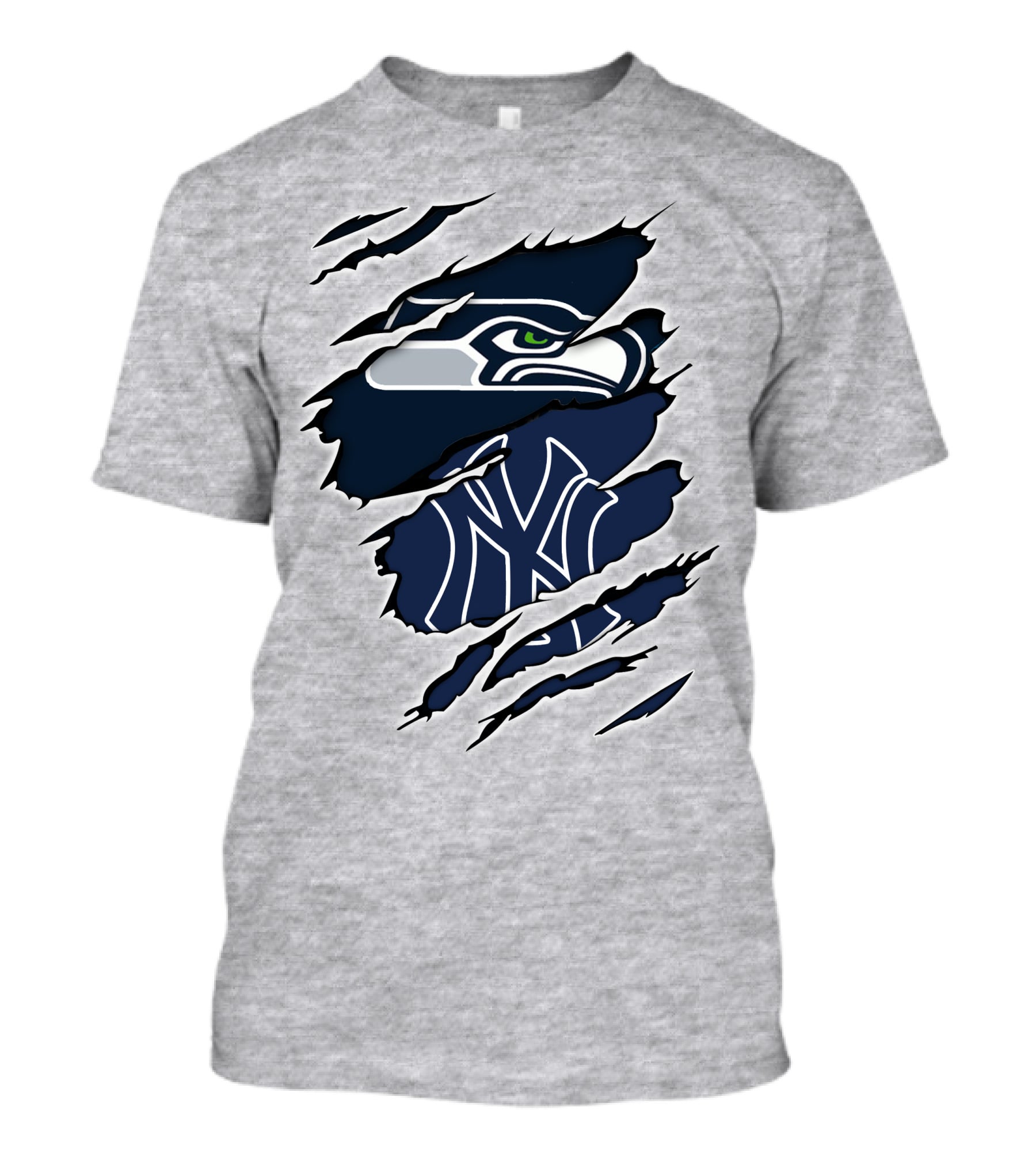 Seahawks Yankees Logo Crossover Claw Marks T-Shirt