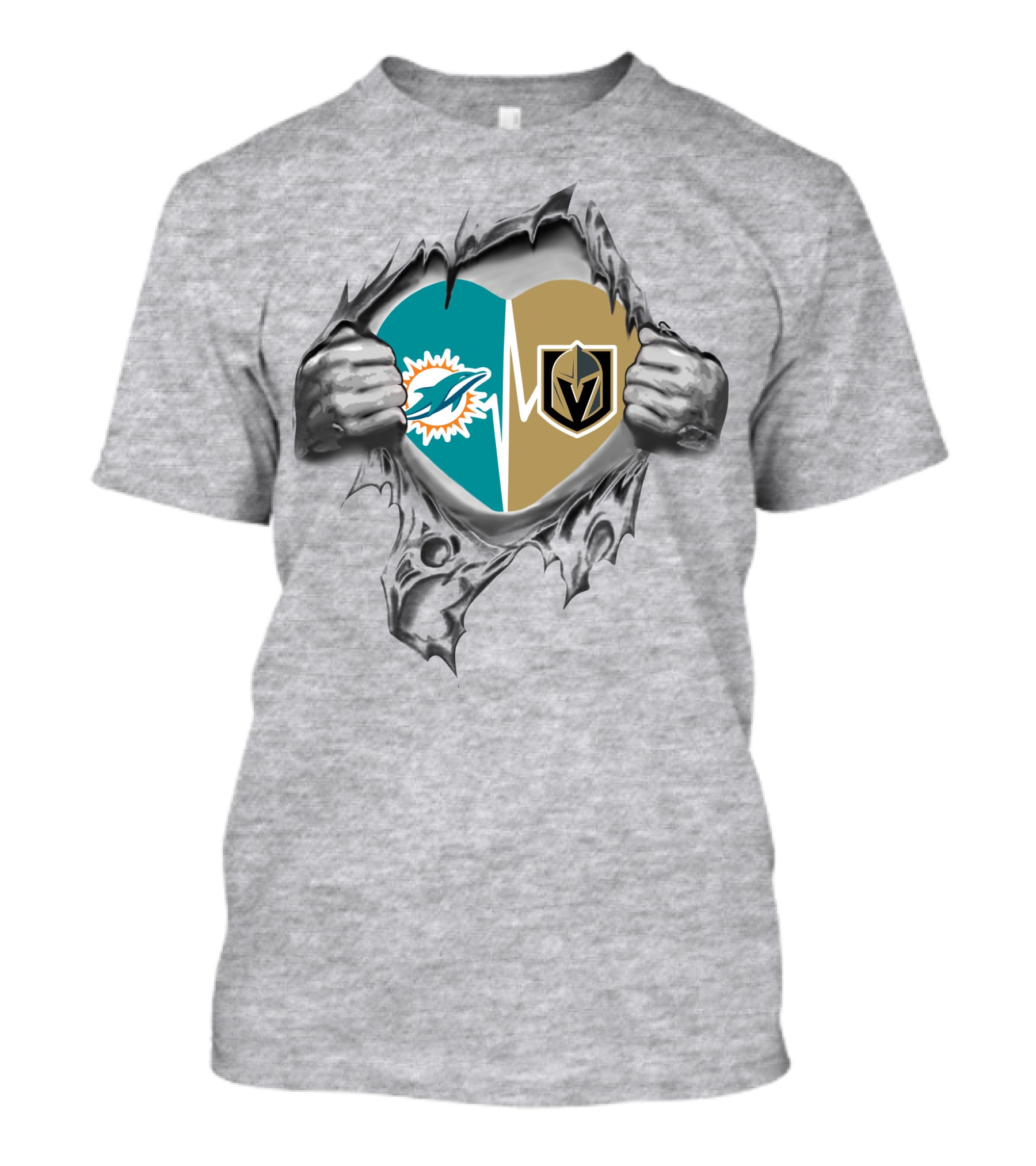 Golden Knights And Dolphins Heartbeat Inside Me T-Shirt