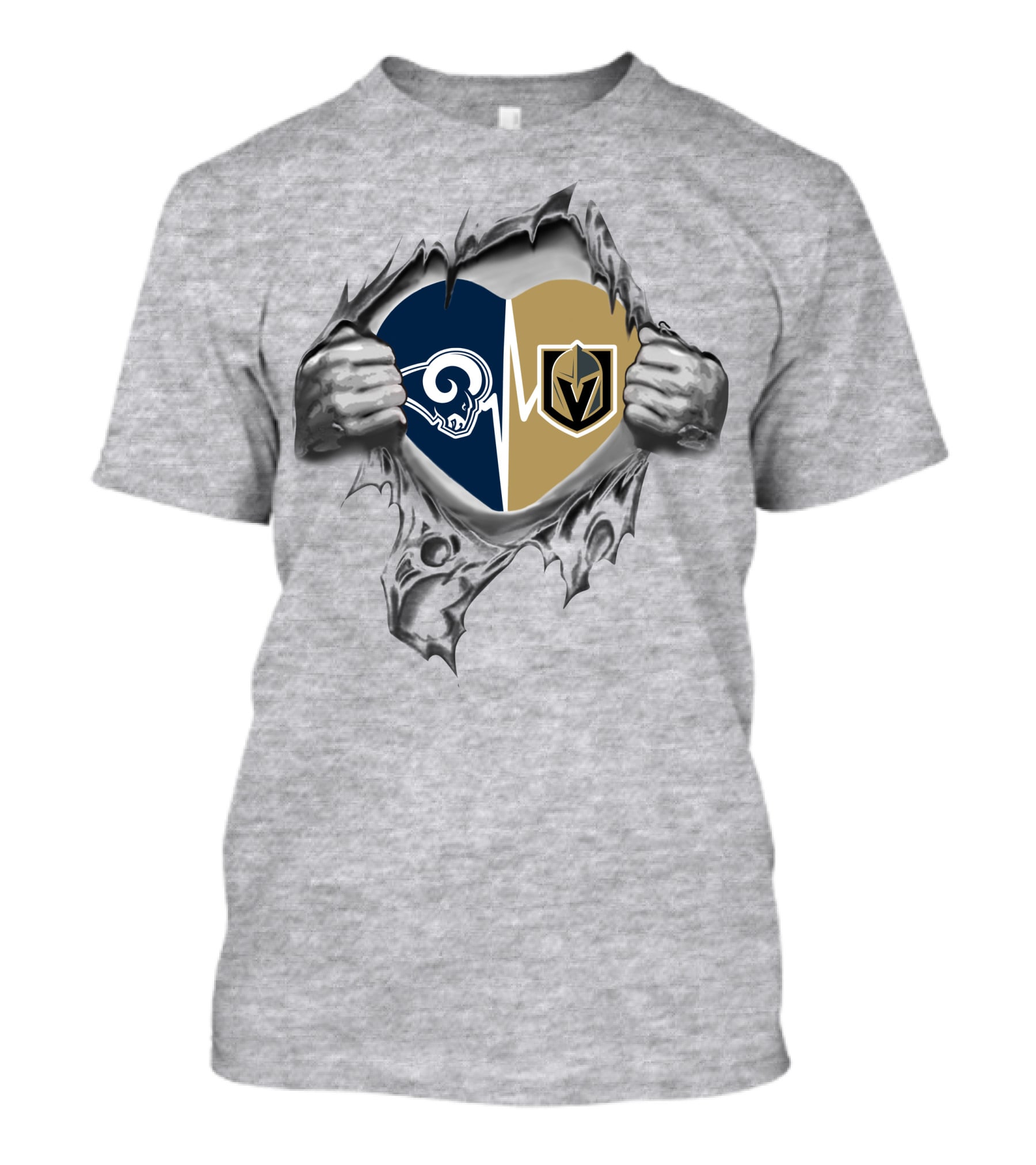 Golden Knights Rams Heart Vintage Tear T-Shirt