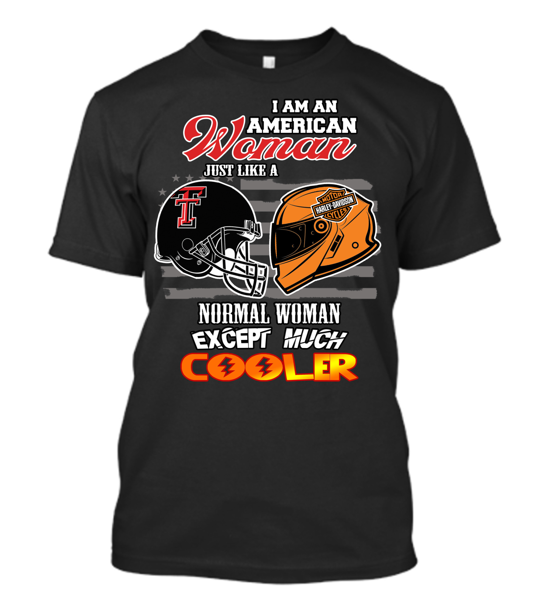 American Woman Texas Tech Harley Davidson Helmet Cooler T-Shirt