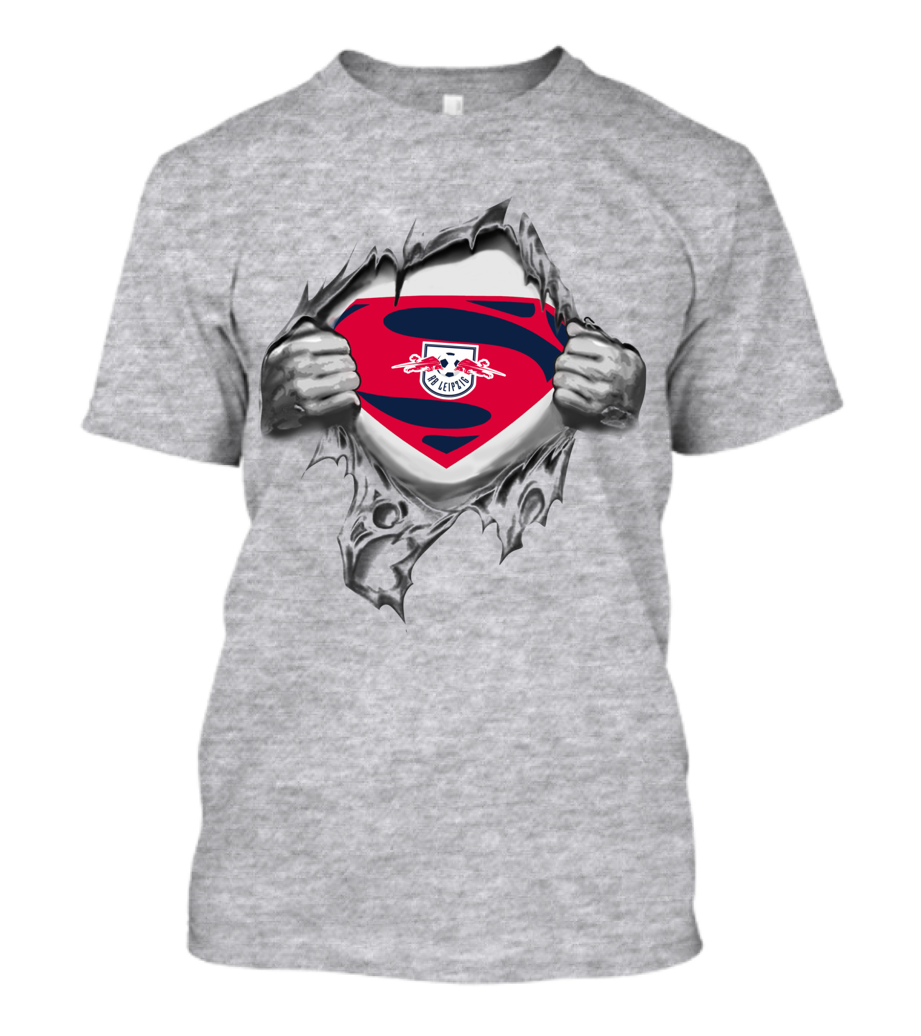DFL RB Leipzig Superman Logo Inside Ripping Superhero Chest T-Shirt