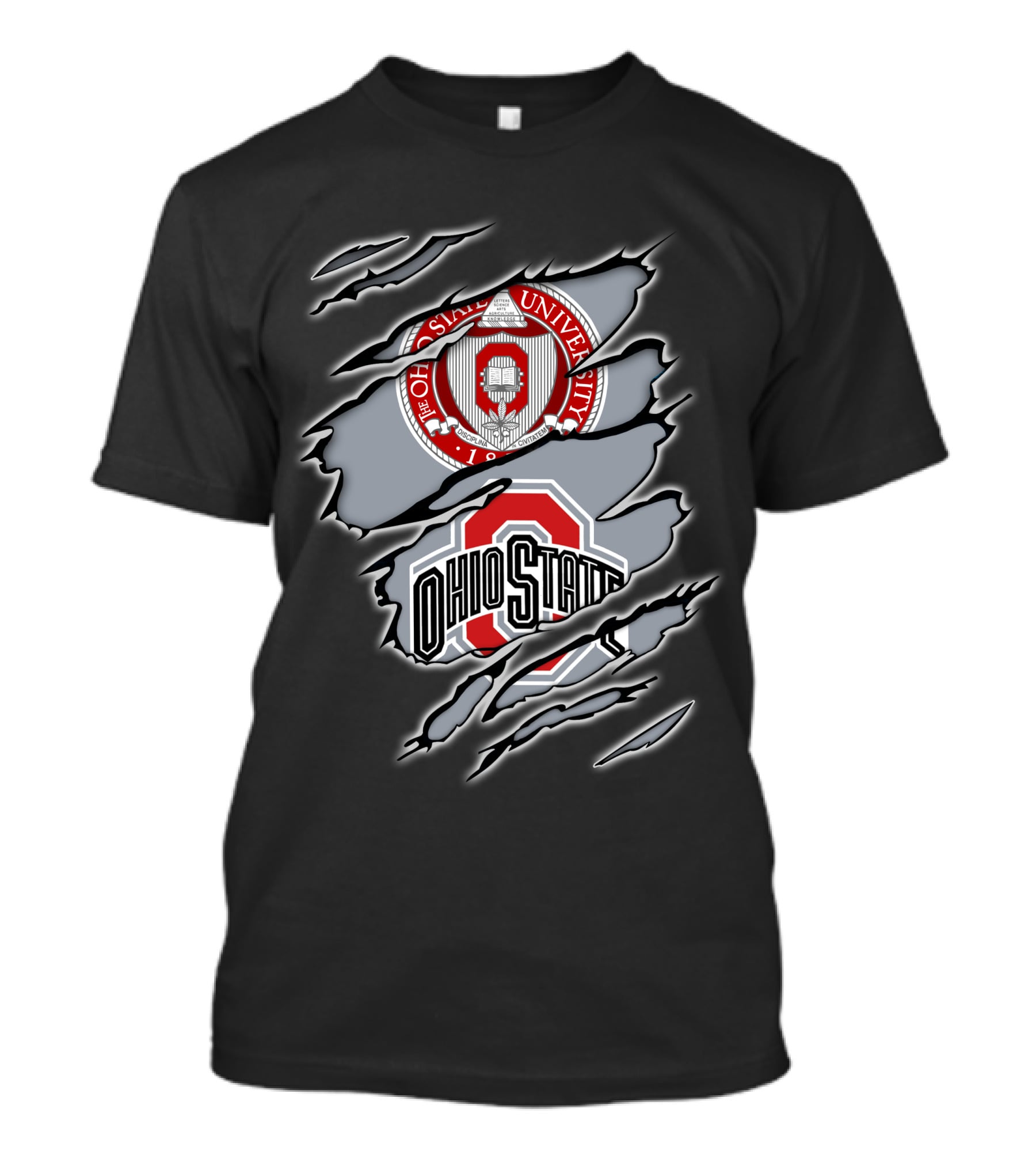 NCAA Ohio State University Emblem With Claw Marks T-Shirt