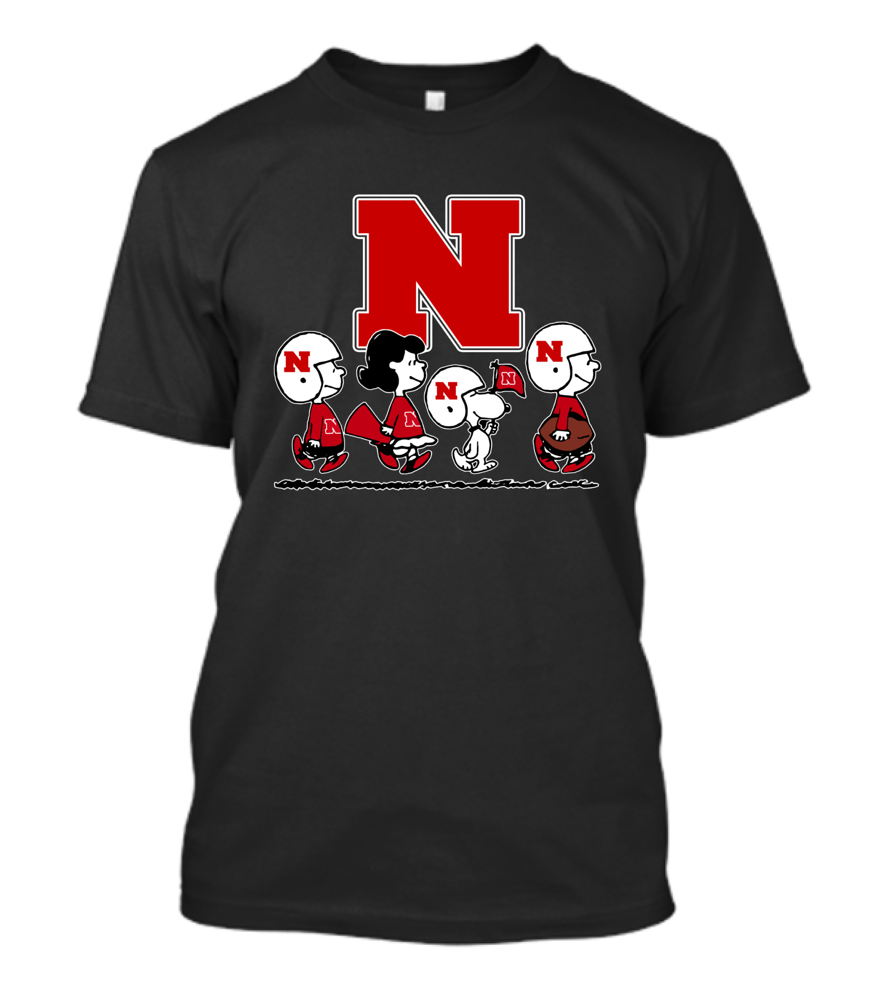 Peanuts Nebraska Cornhuskers Football Marching With Snoopy And Friends T-Shirt