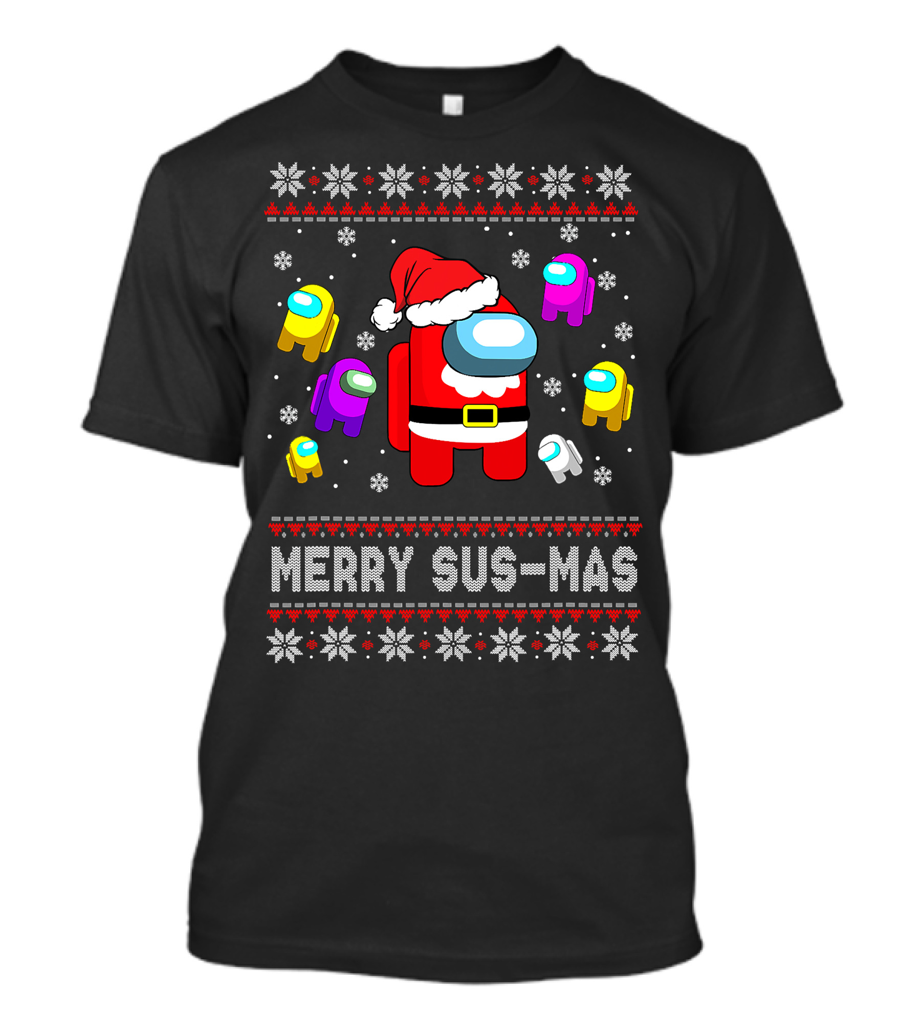 Merry Sus-Mas Funny Christmas Costume Among Us Game Crewmates T-Shirt