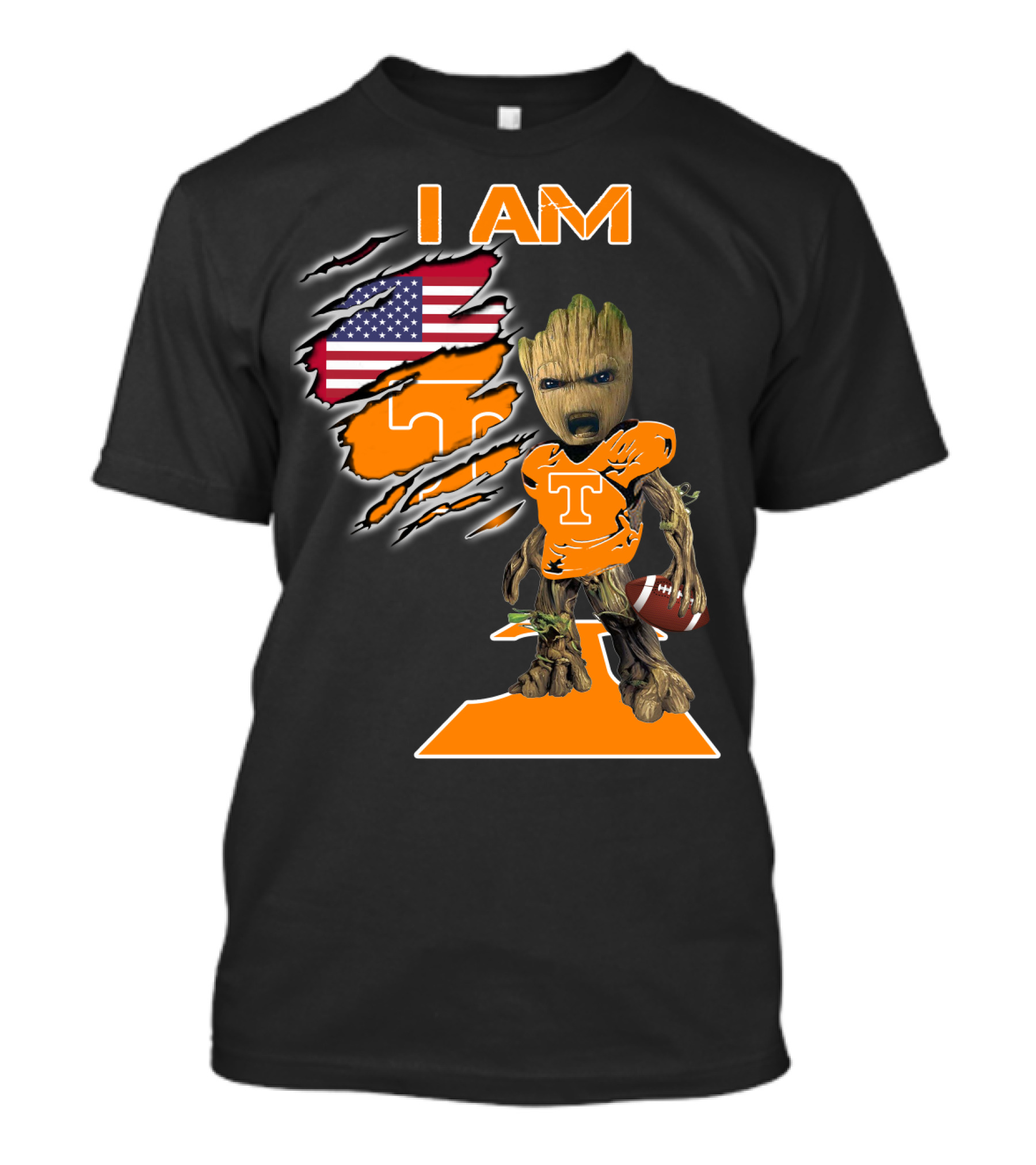I Am Groot Tennessee Football T-Shirt American Flag T-Shirt