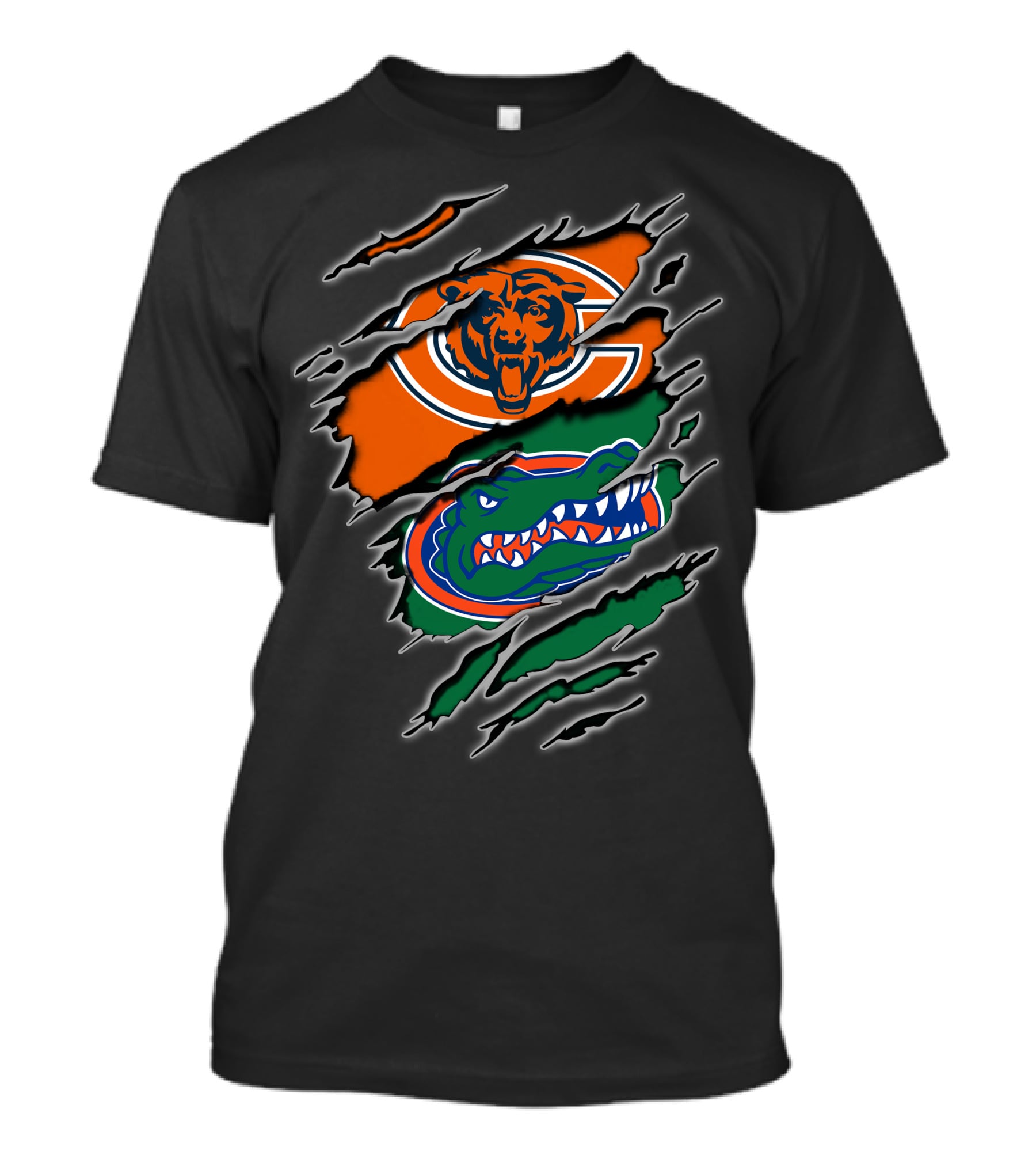 Chicago Bears Florida Gators Team Logos Torn T-Shirt